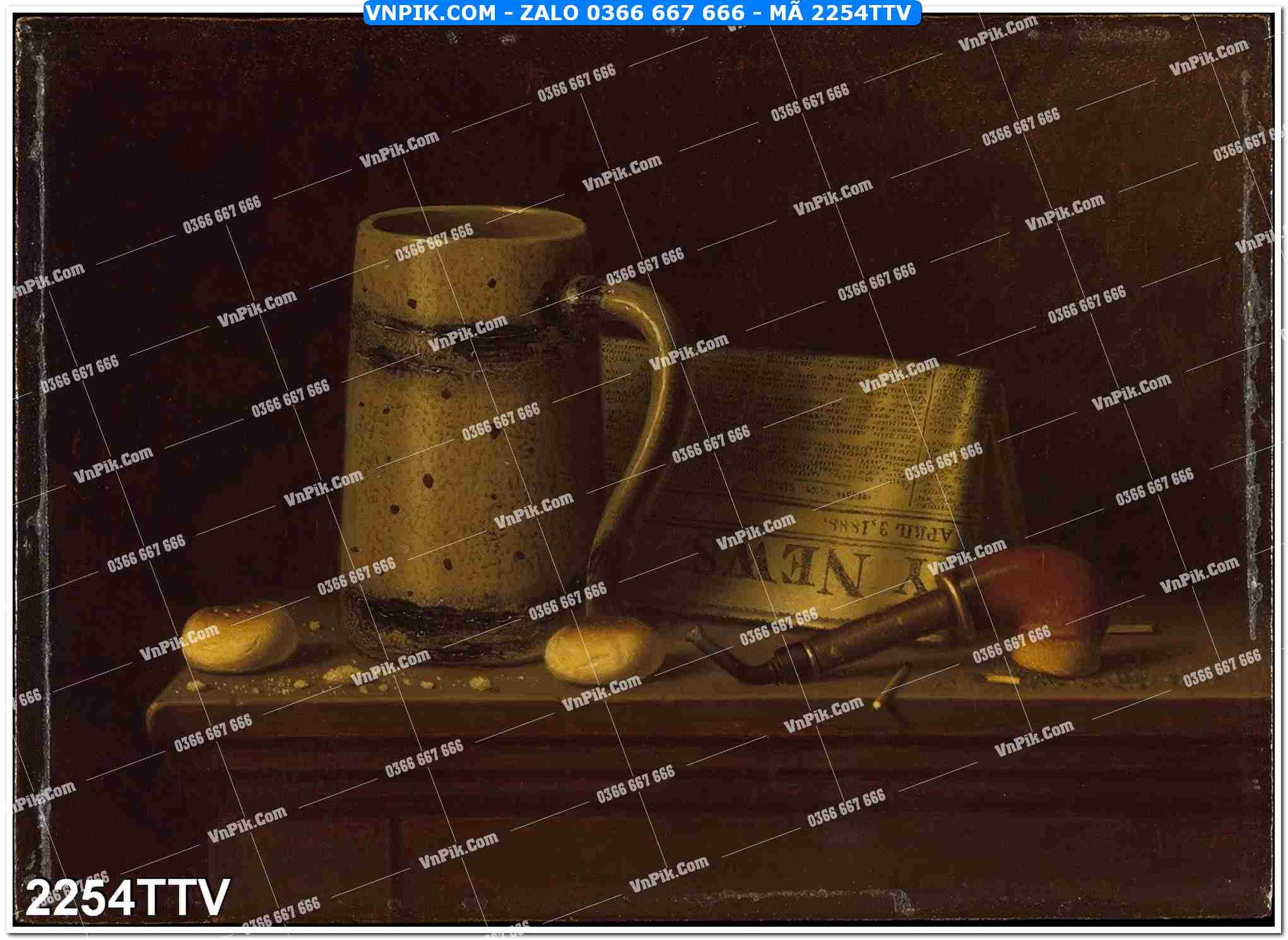 Tranh sơn dầu tĩnh vật hoa quả mã file 2254TTV