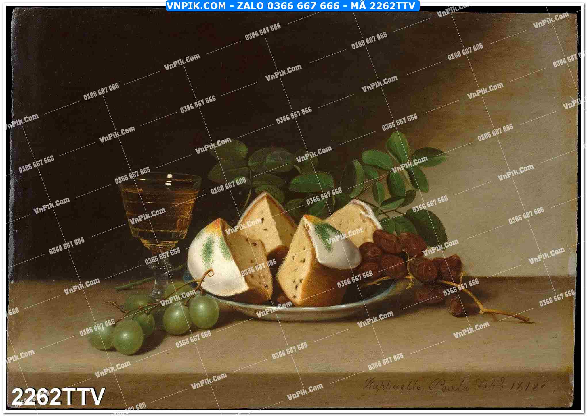Tranh sơn dầu tĩnh vật hoa quả mã file 2262TTV