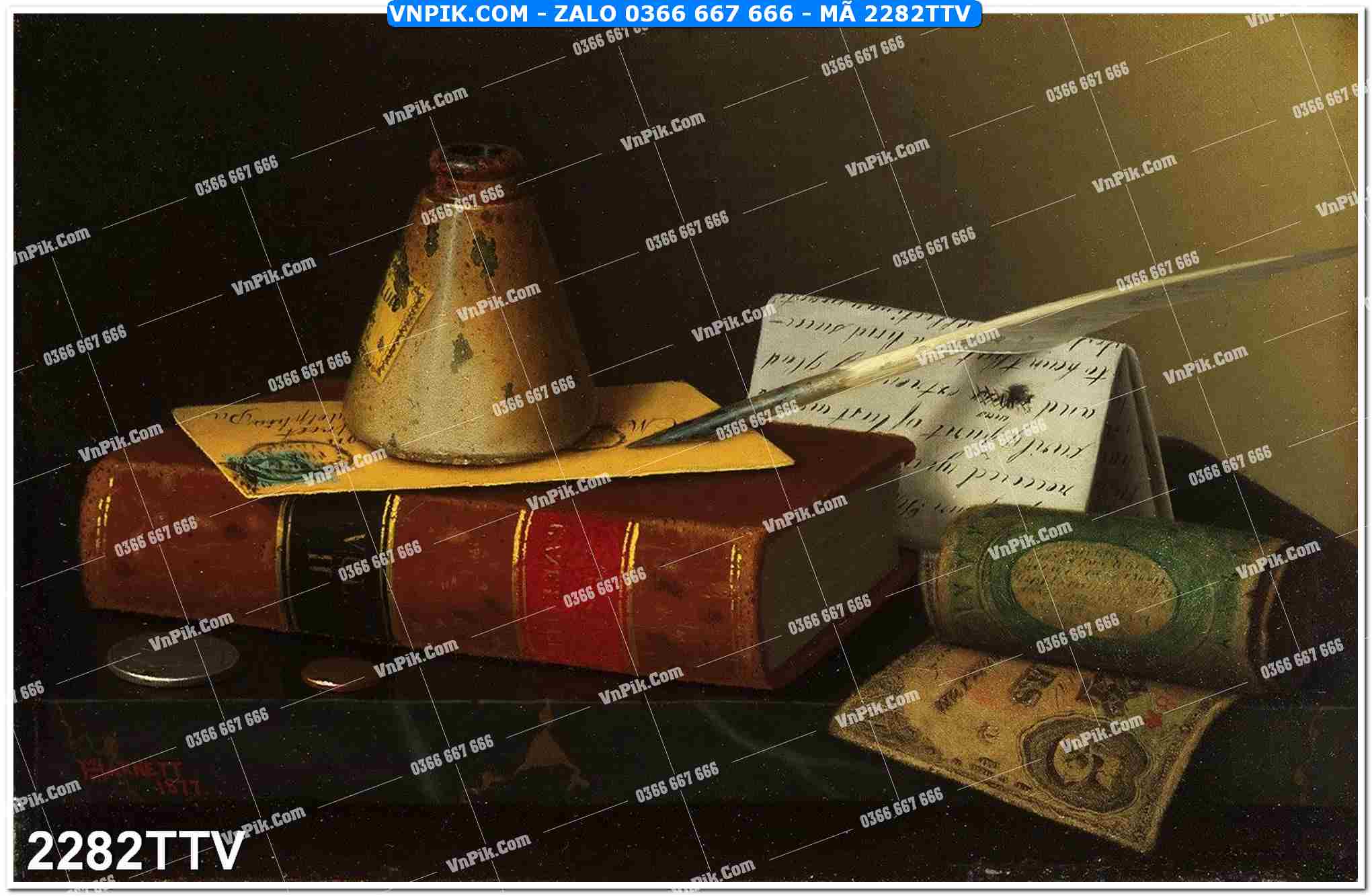 Tranh sơn dầu tĩnh vật hoa quả mã file 2282TTV