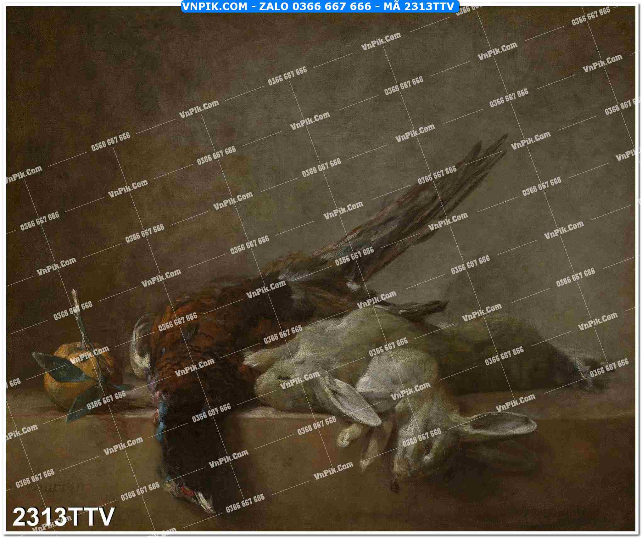 Tranh sơn dầu tĩnh vật hoa quả mã file 2313TTV