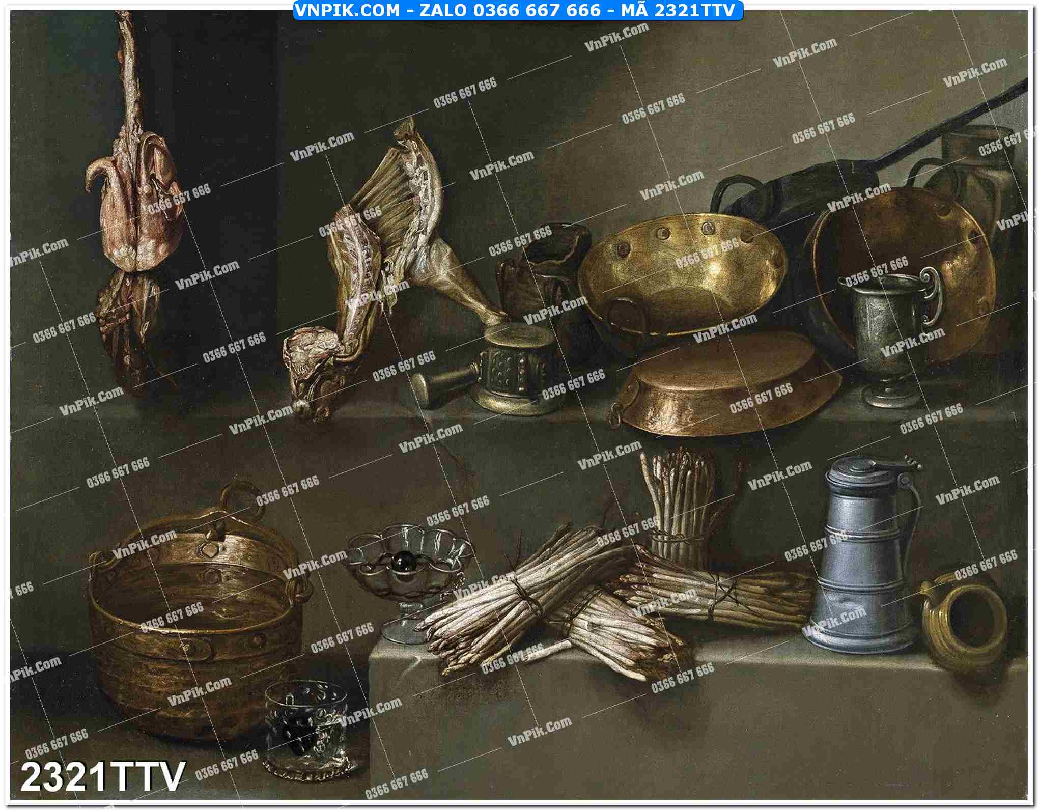 Tranh sơn dầu tĩnh vật hoa quả mã file 2321TTV