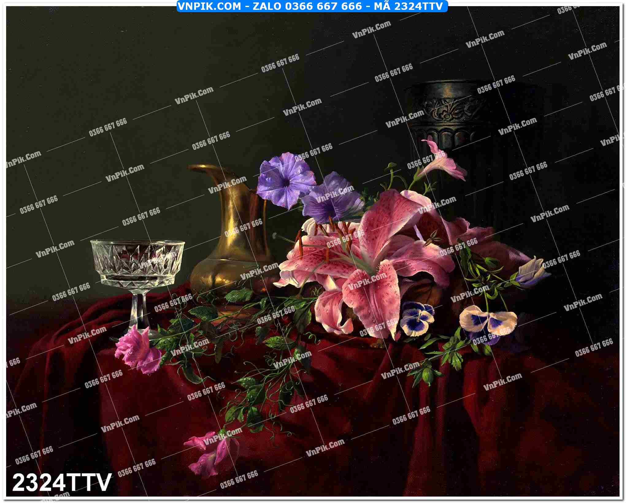 Tranh sơn dầu tĩnh vật hoa quả mã file 2324TTV