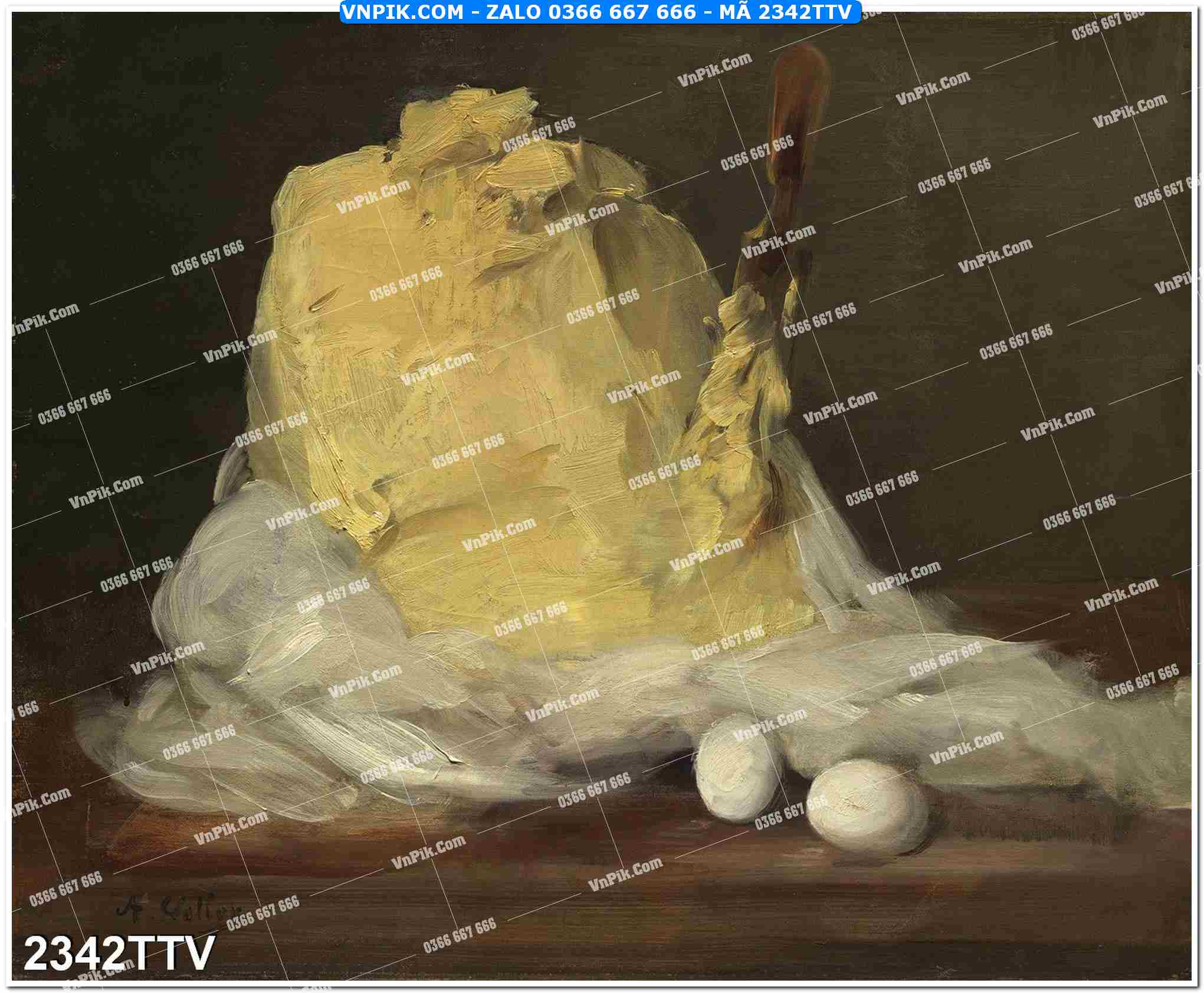 Tranh sơn dầu tĩnh vật hoa quả mã file 2342TTV