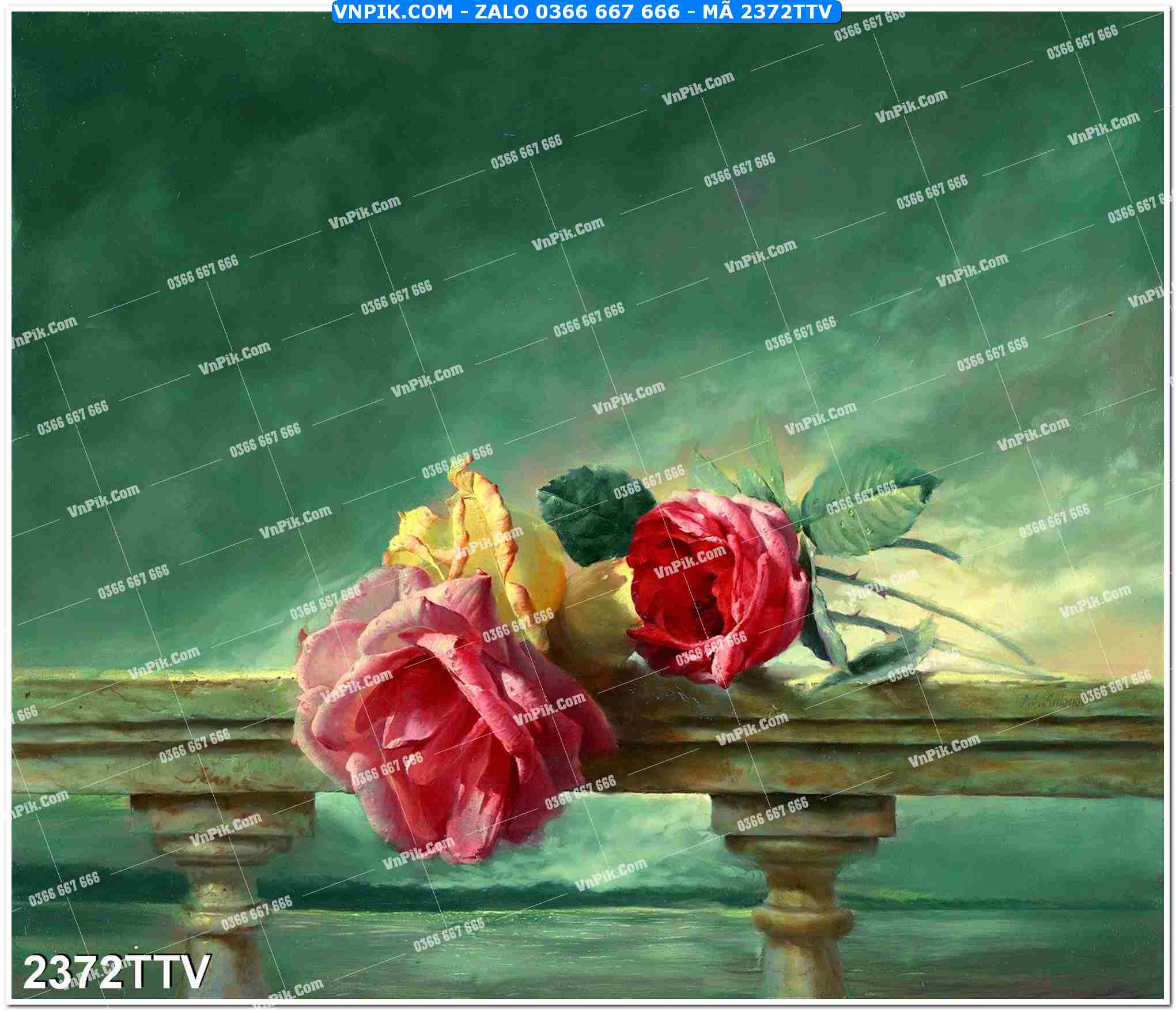 Tranh sơn dầu tĩnh vật hoa quả mã file 2372TTV