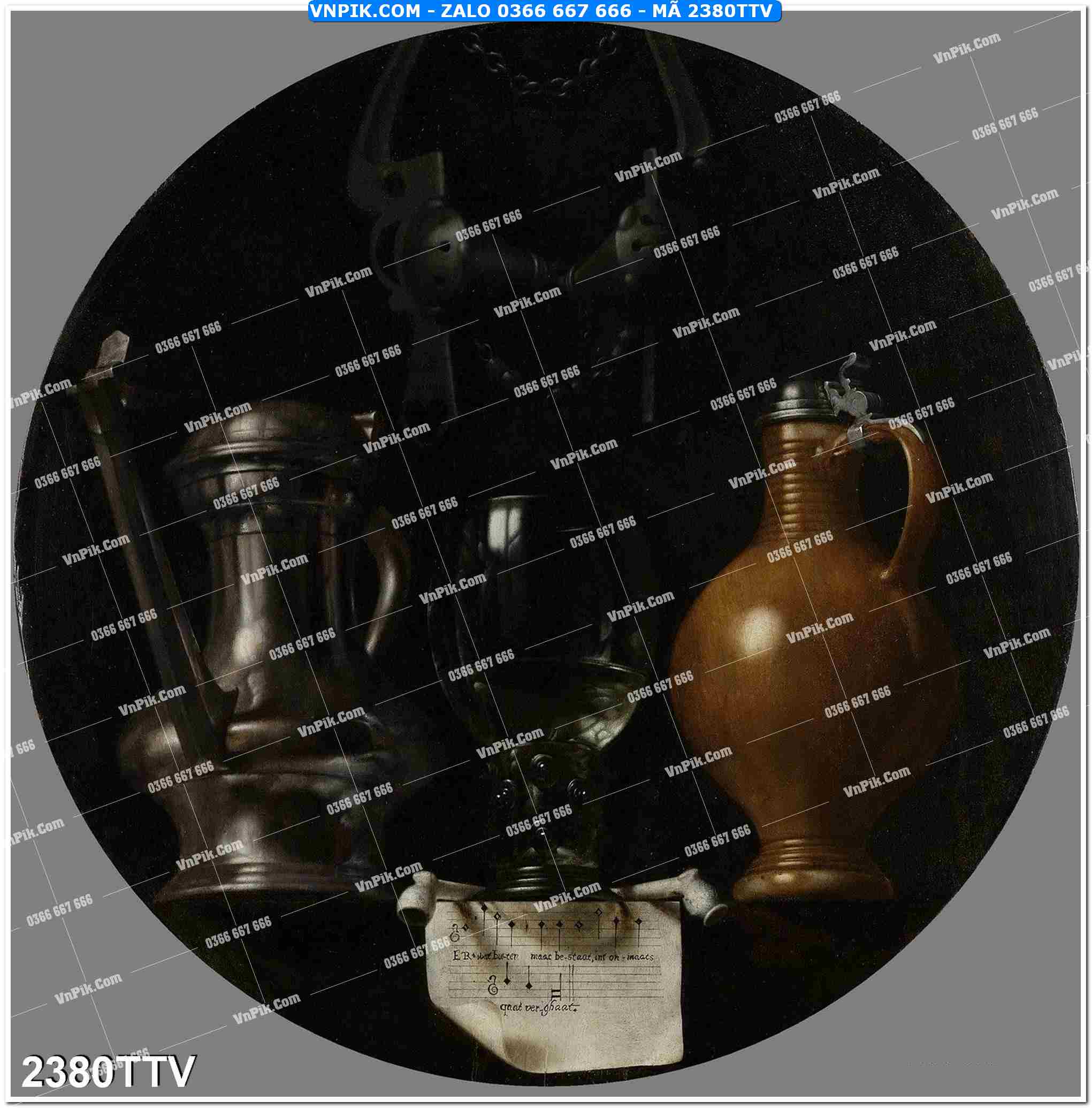 Tranh sơn dầu tĩnh vật hoa quả mã file 2380TTV