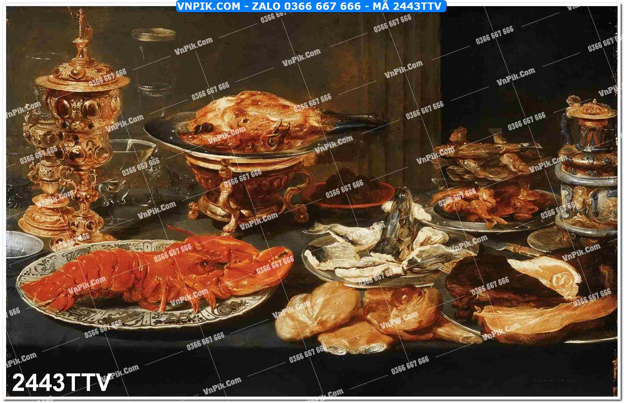 Tranh sơn dầu tĩnh vật hoa quả mã file 2443TTV