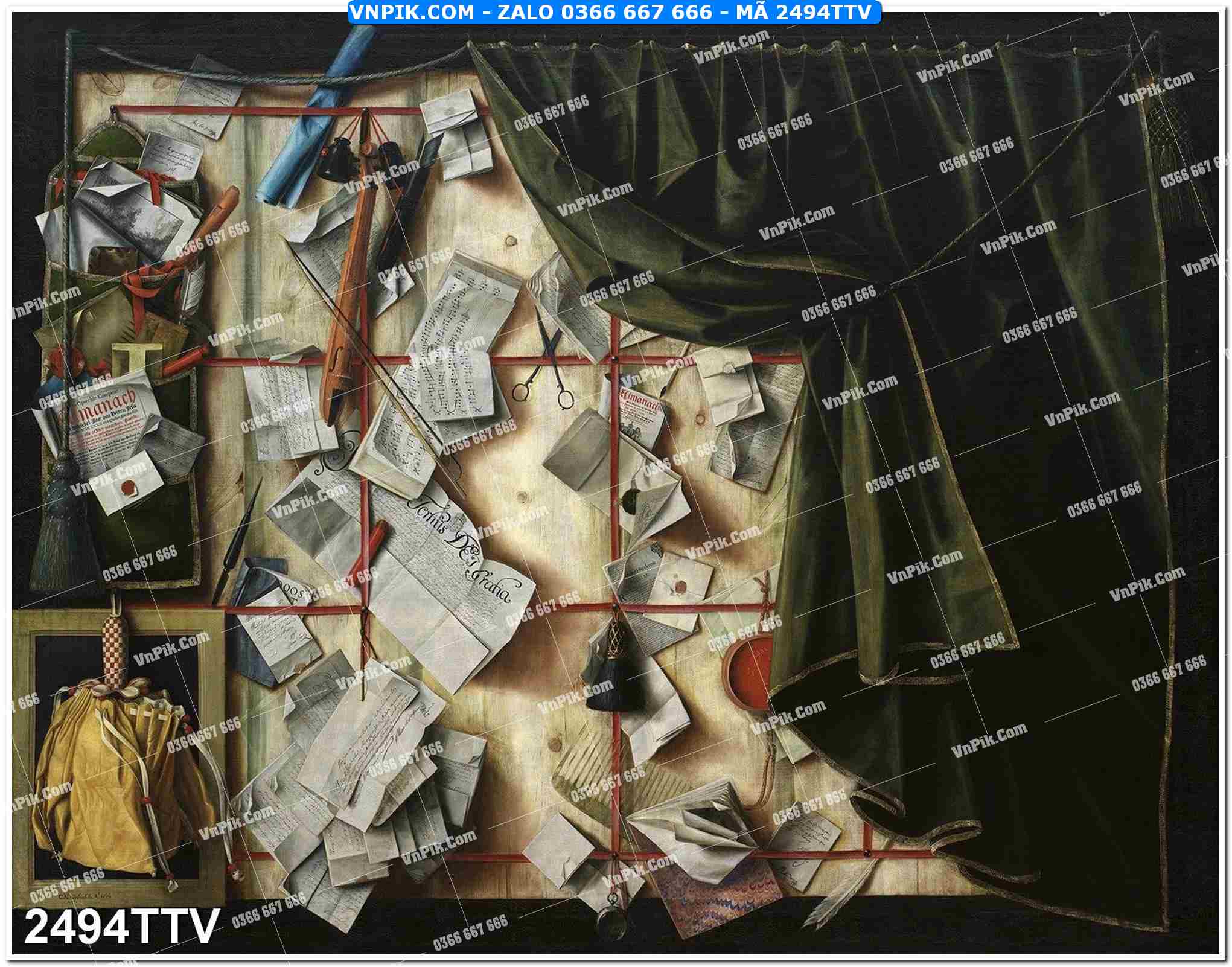 Tranh sơn dầu tĩnh vật hoa quả mã file 2494TTV