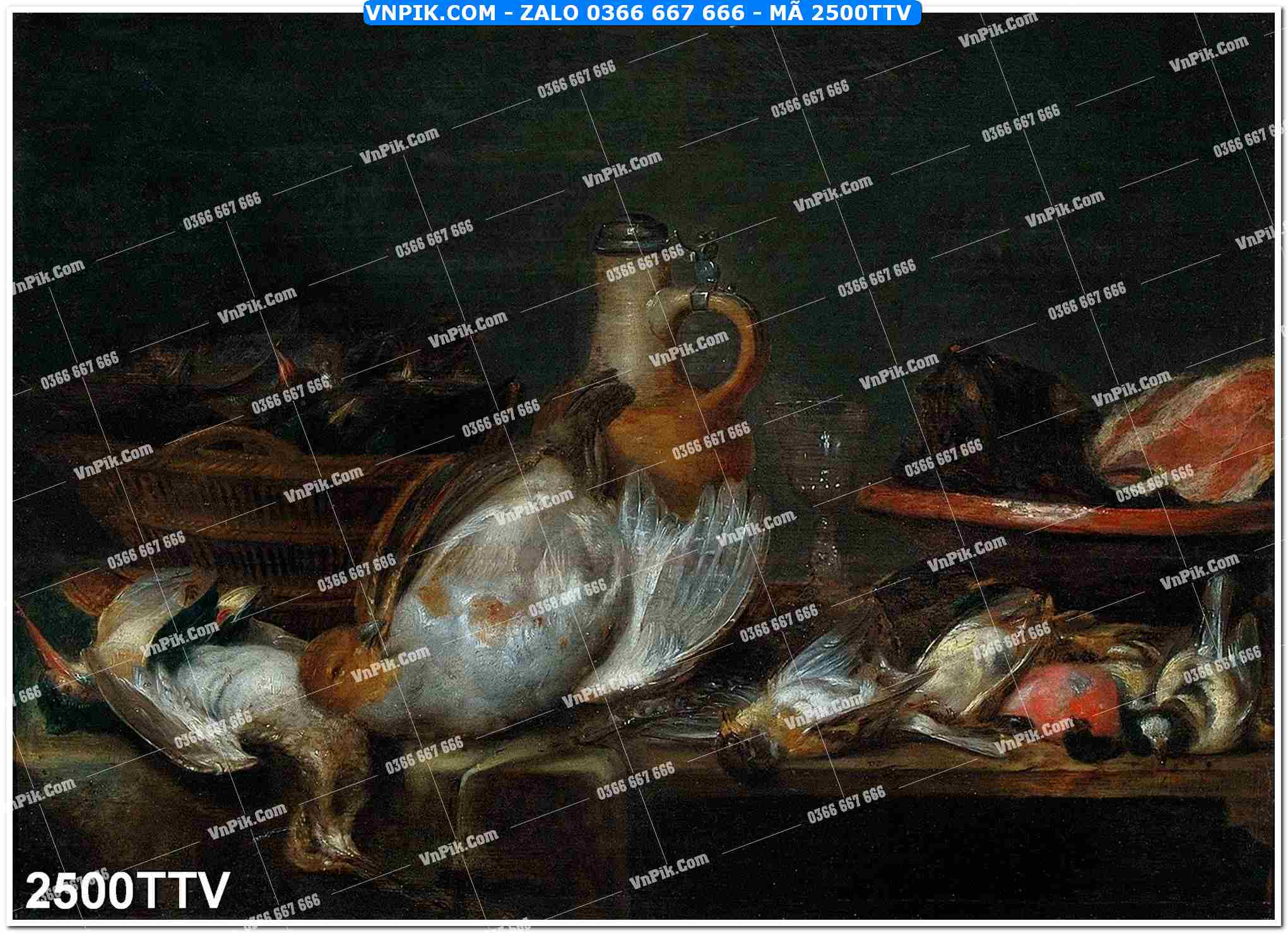 Tranh sơn dầu tĩnh vật hoa quả mã file 2500TTV