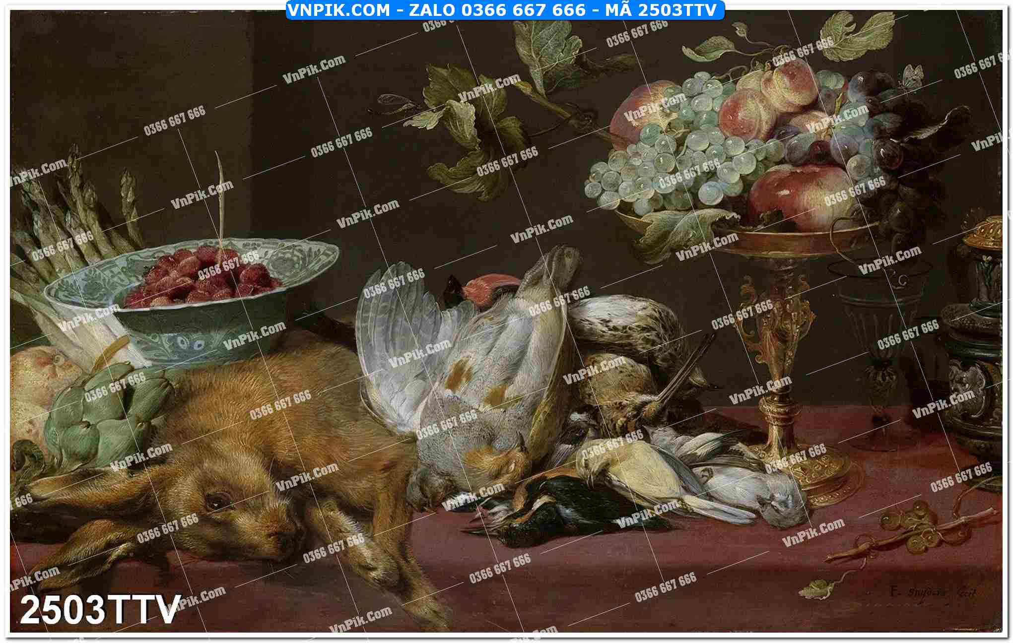 Tranh sơn dầu tĩnh vật hoa quả mã file 2503TTV