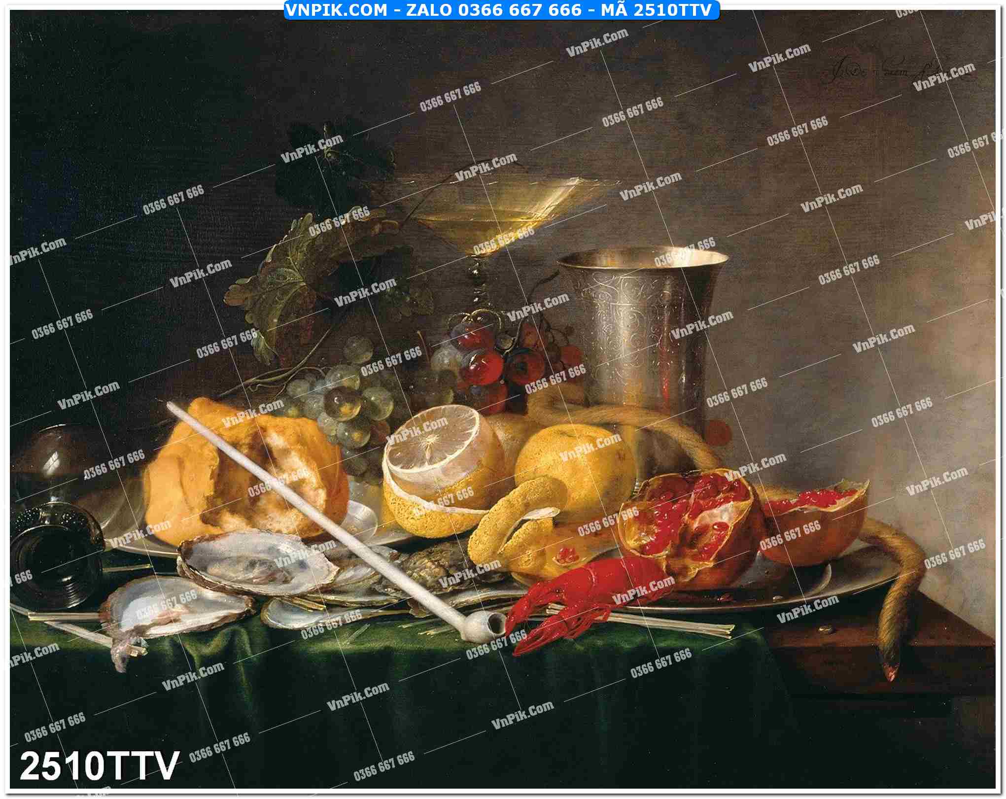 Tranh sơn dầu tĩnh vật hoa quả mã file 2510TTV