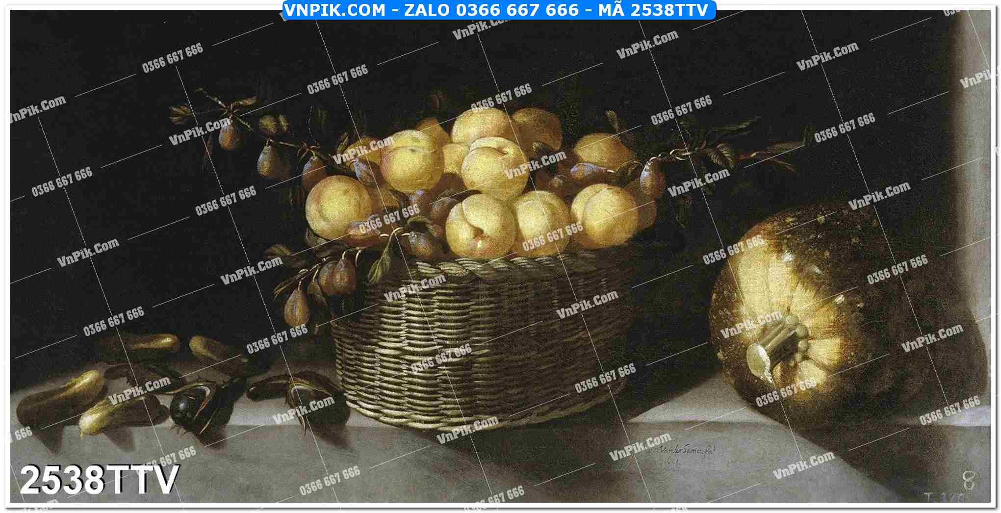 Tranh sơn dầu tĩnh vật hoa quả mã file 2538TTV