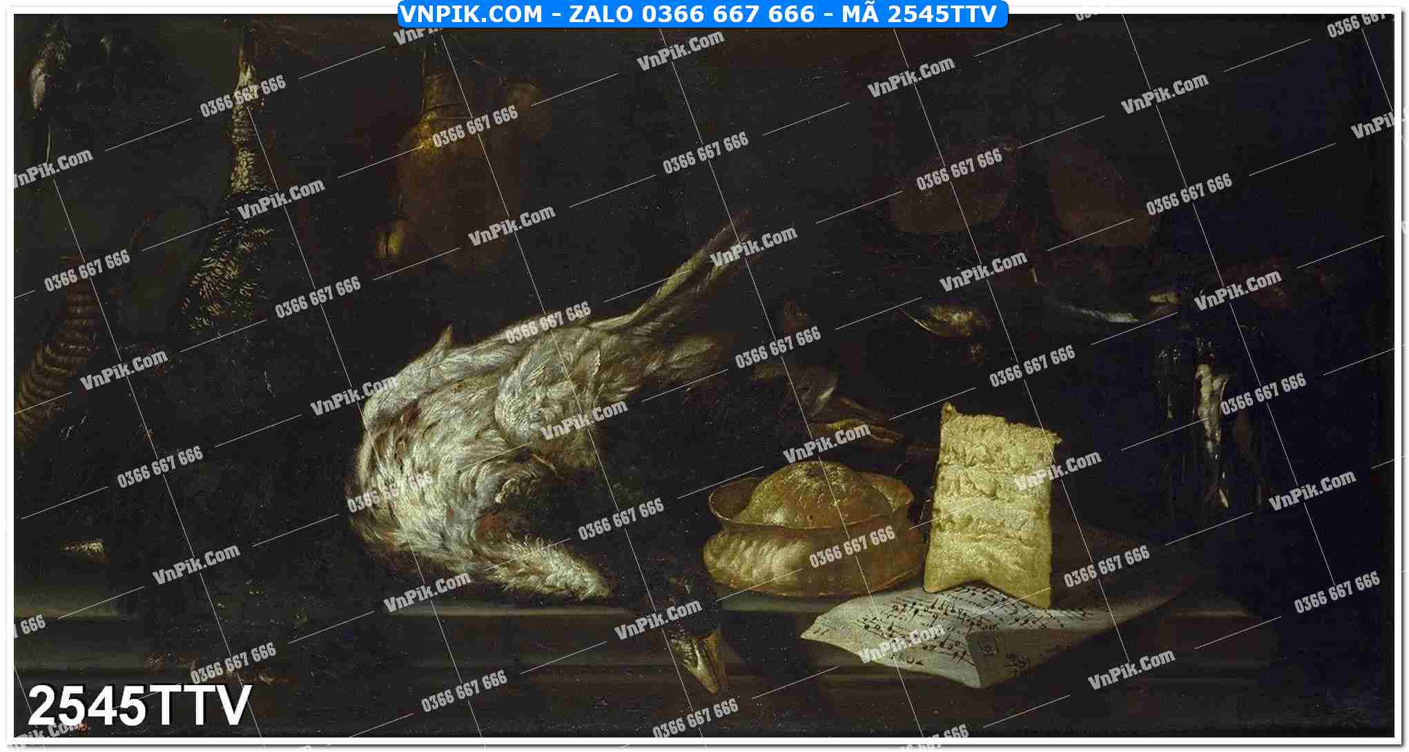 Tranh sơn dầu tĩnh vật hoa quả mã file 2545TTV