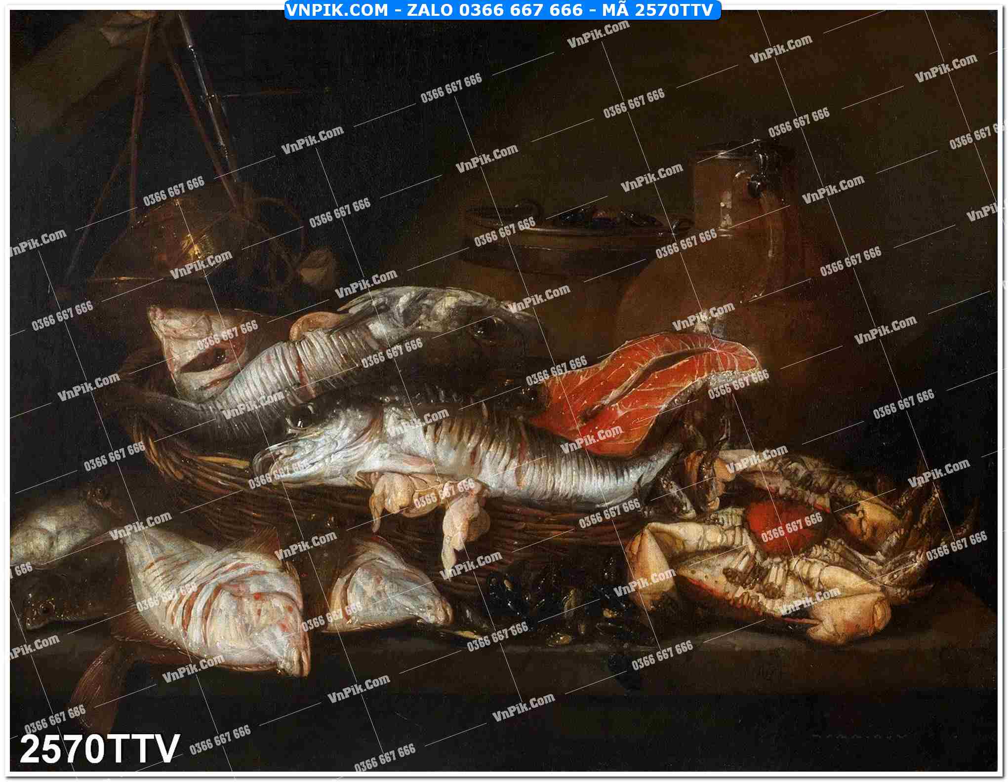 Tranh sơn dầu tĩnh vật hoa quả mã file 2570TTV