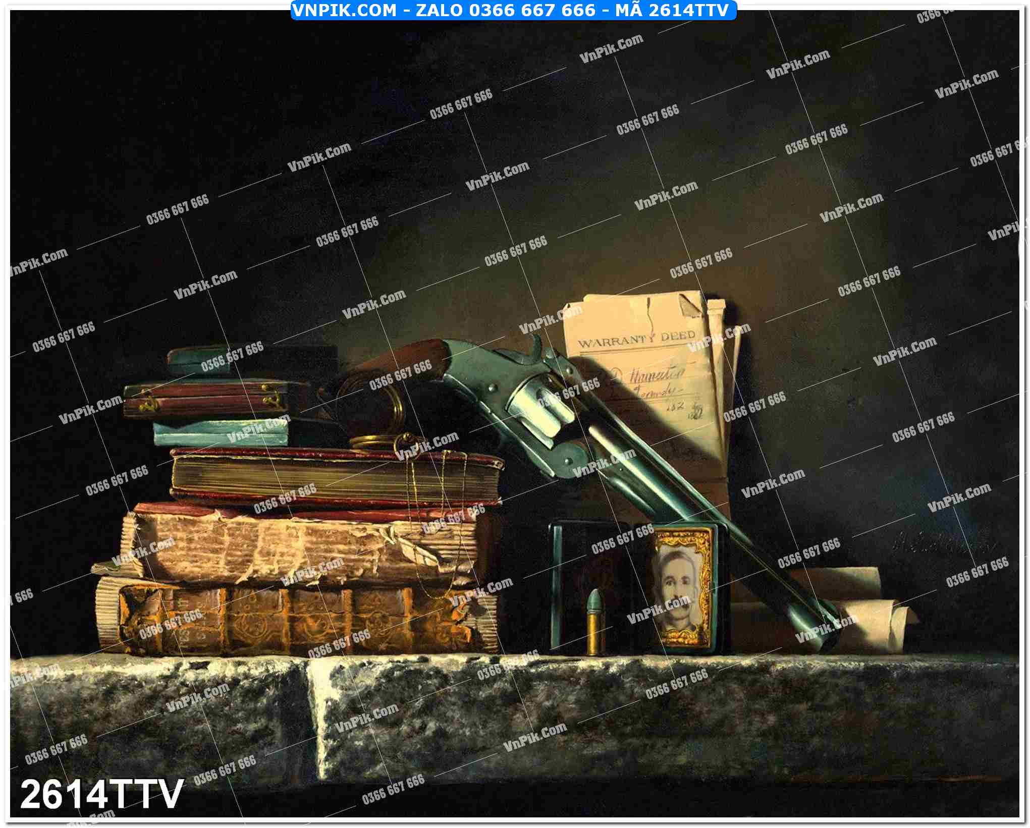 Tranh sơn dầu tĩnh vật hoa quả mã file 2614TTV
