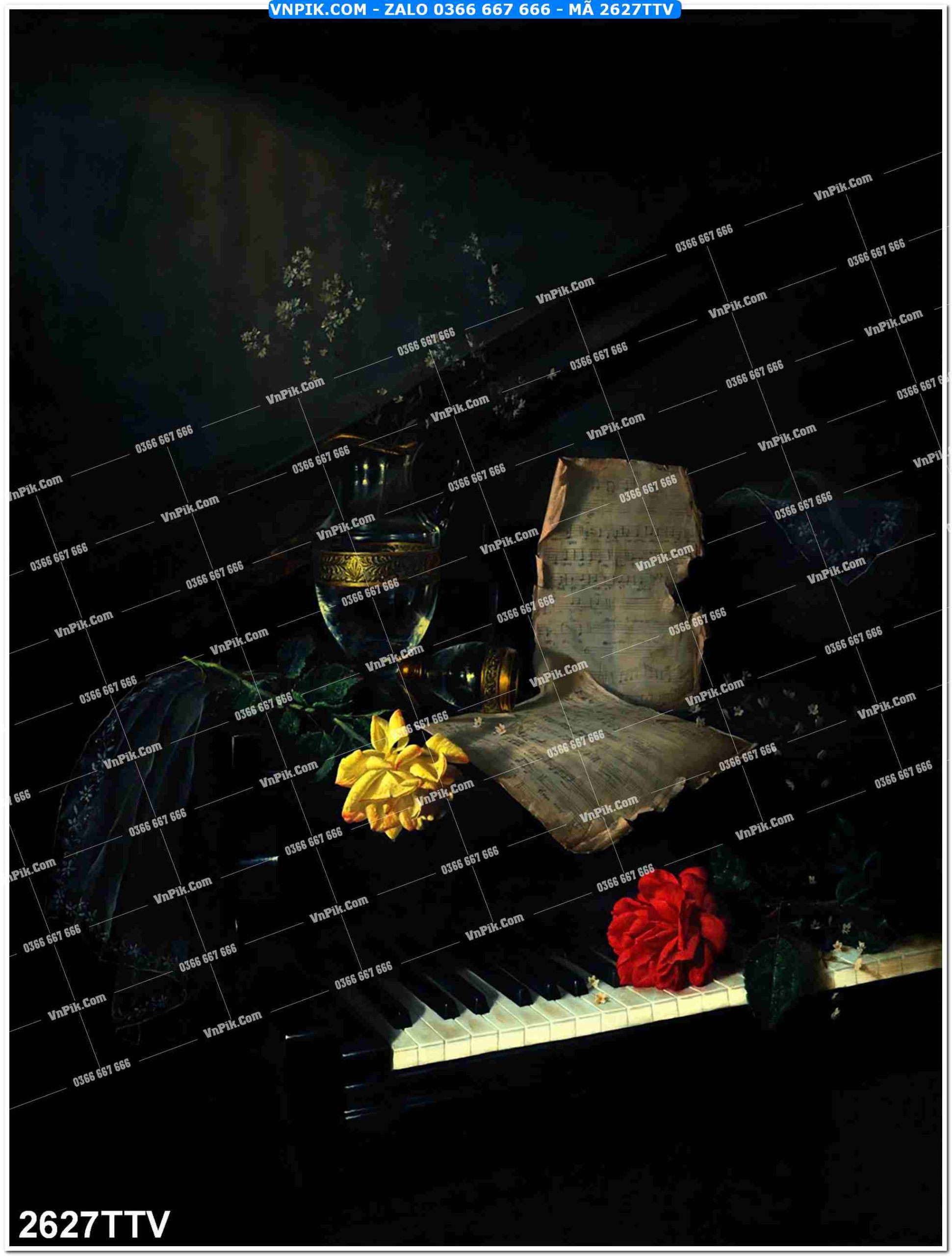 Tranh sơn dầu tĩnh vật hoa quả mã file 2627TTV