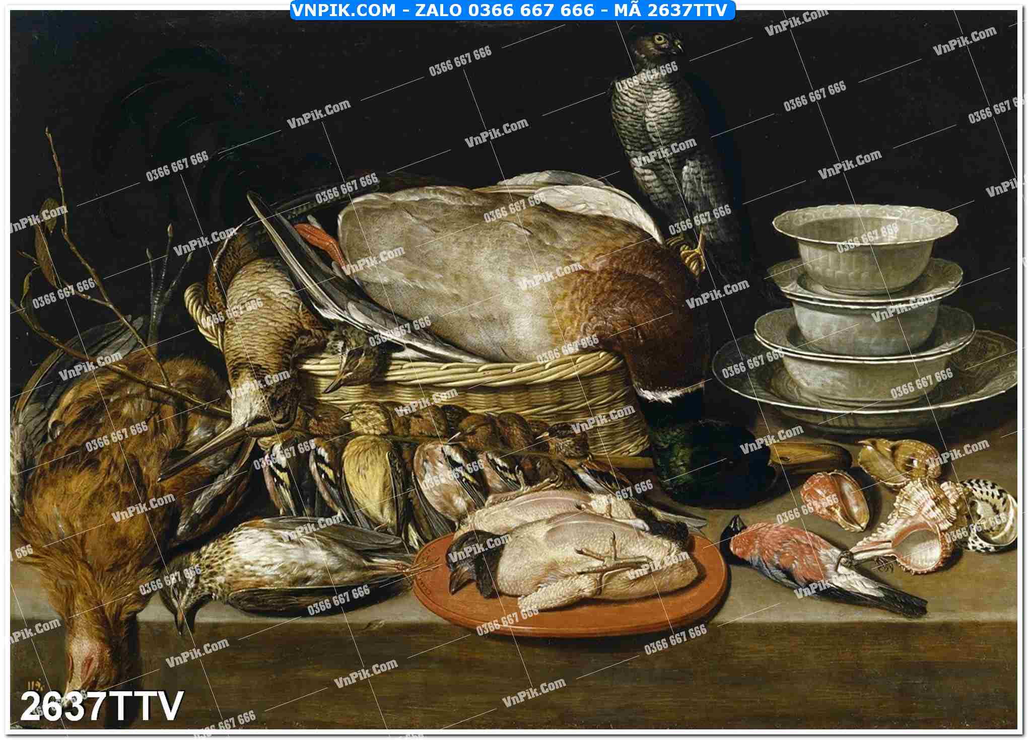 Tranh sơn dầu tĩnh vật hoa quả mã file 2637TTV