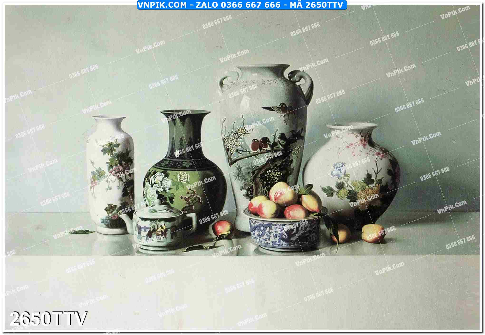 Tranh sơn dầu tĩnh vật hoa quả mã file 2650TTV