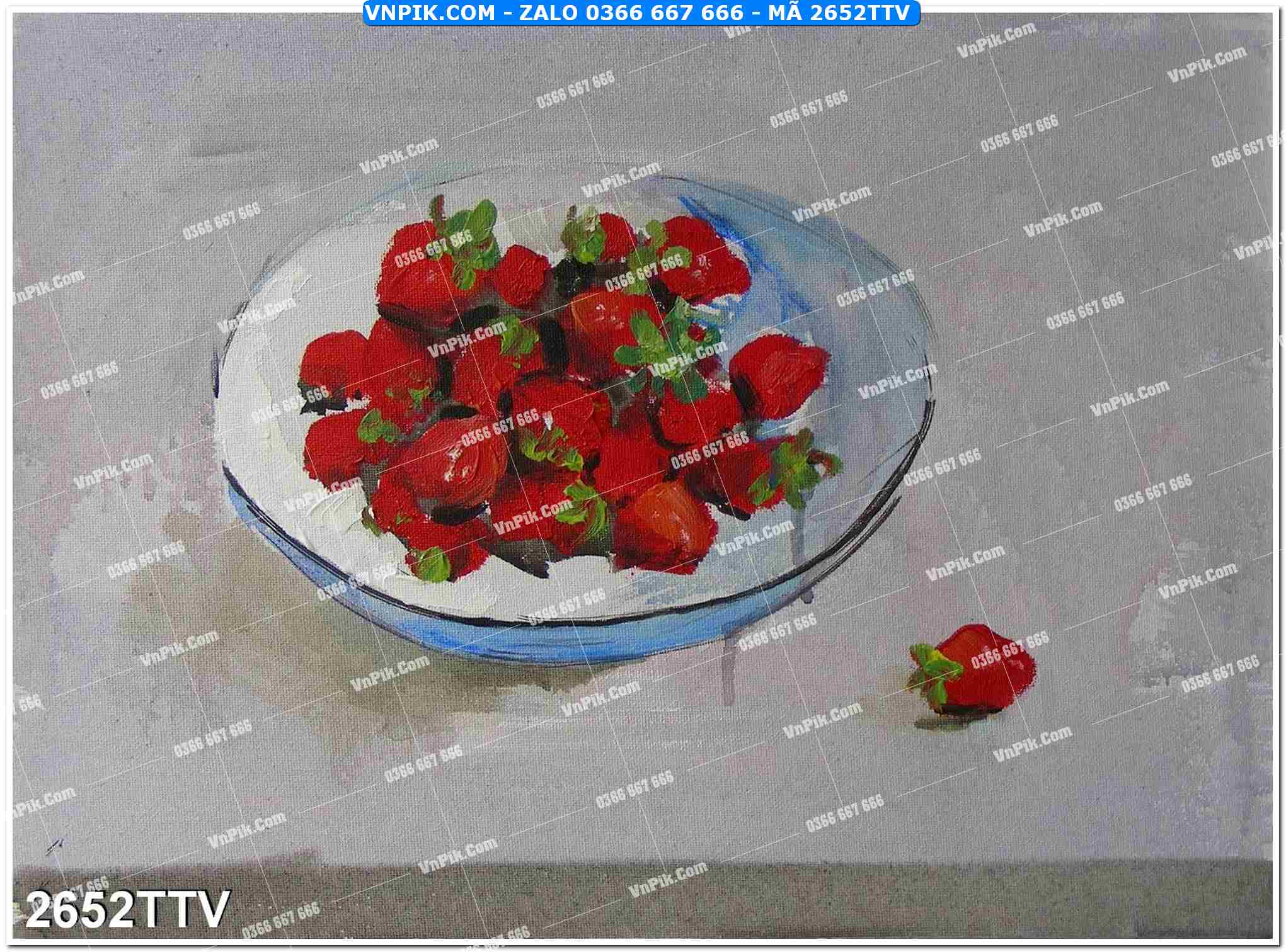 Tranh sơn dầu tĩnh vật hoa quả mã file 2652TTV