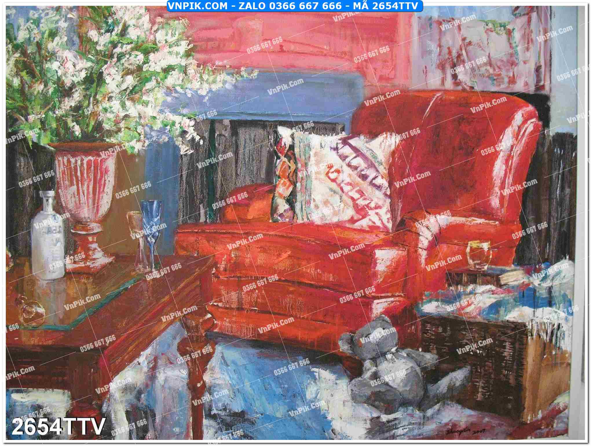 Tranh sơn dầu tĩnh vật hoa quả mã file 2654TTV