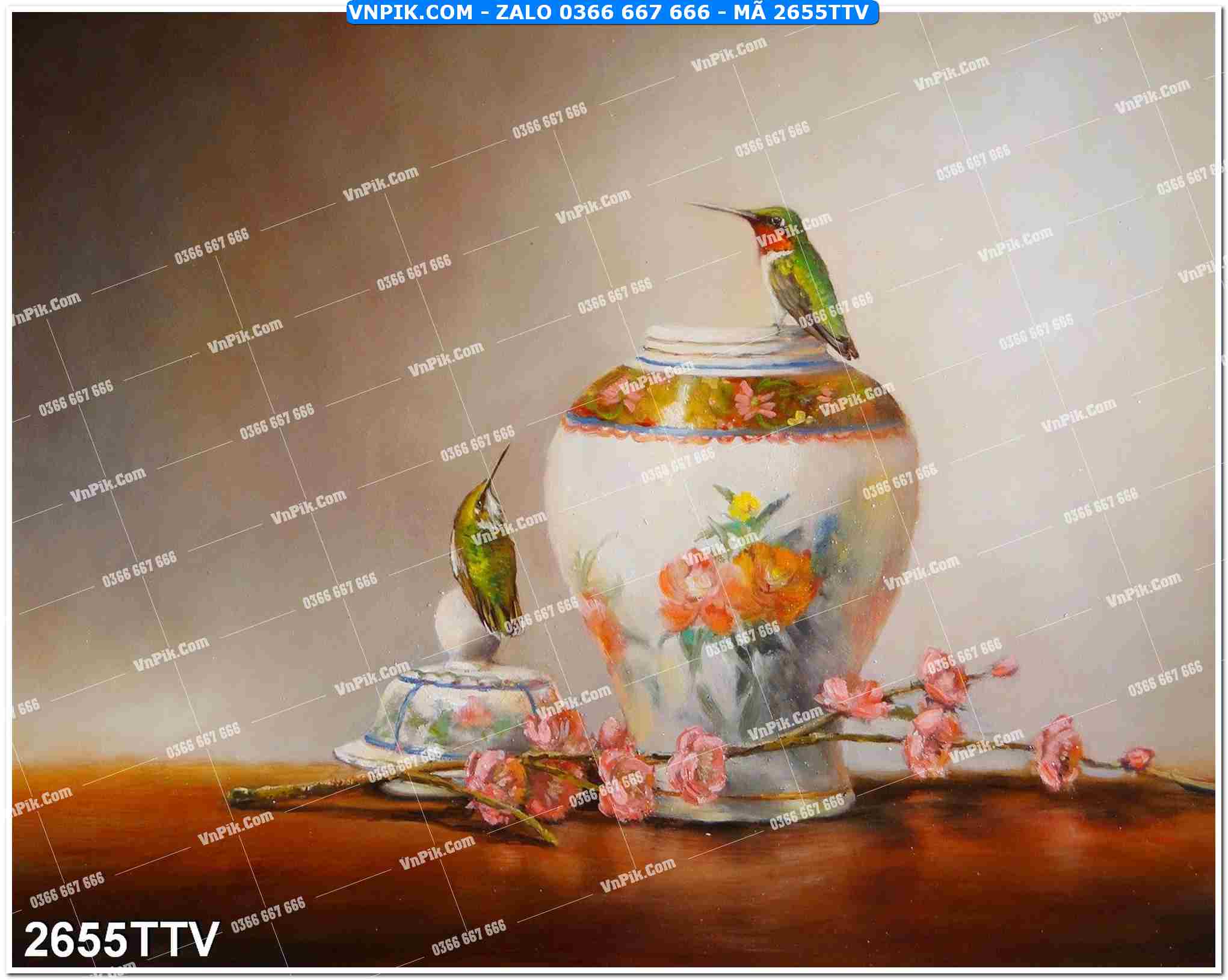 Tranh sơn dầu tĩnh vật hoa quả mã file 2655TTV