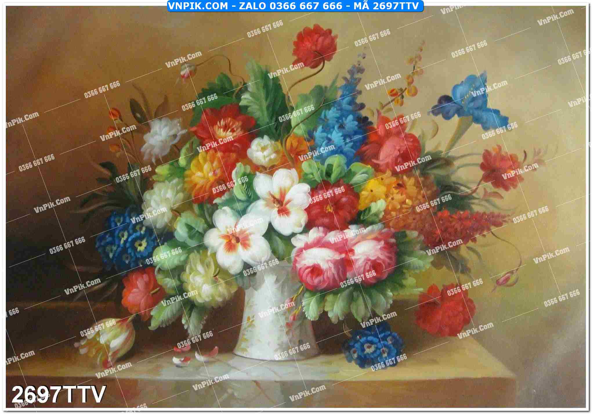 Tranh sơn dầu tĩnh vật hoa quả mã file 2697TTV
