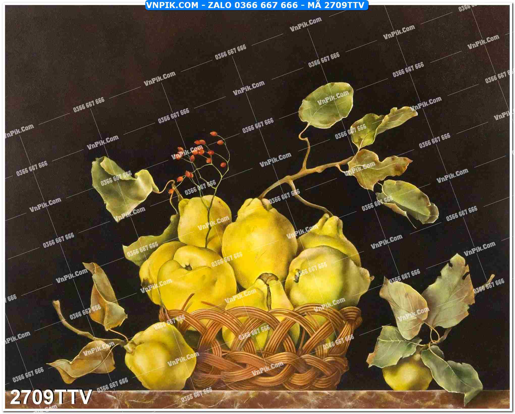 Tranh sơn dầu tĩnh vật hoa quả mã file 2709TTV