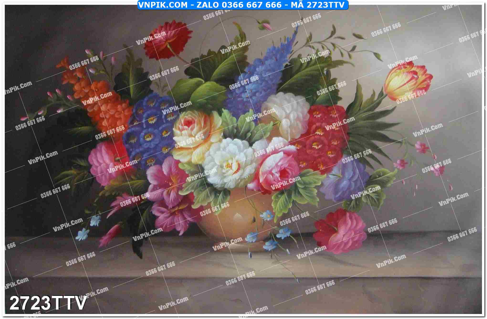 Tranh sơn dầu tĩnh vật hoa quả mã file 2723TTV