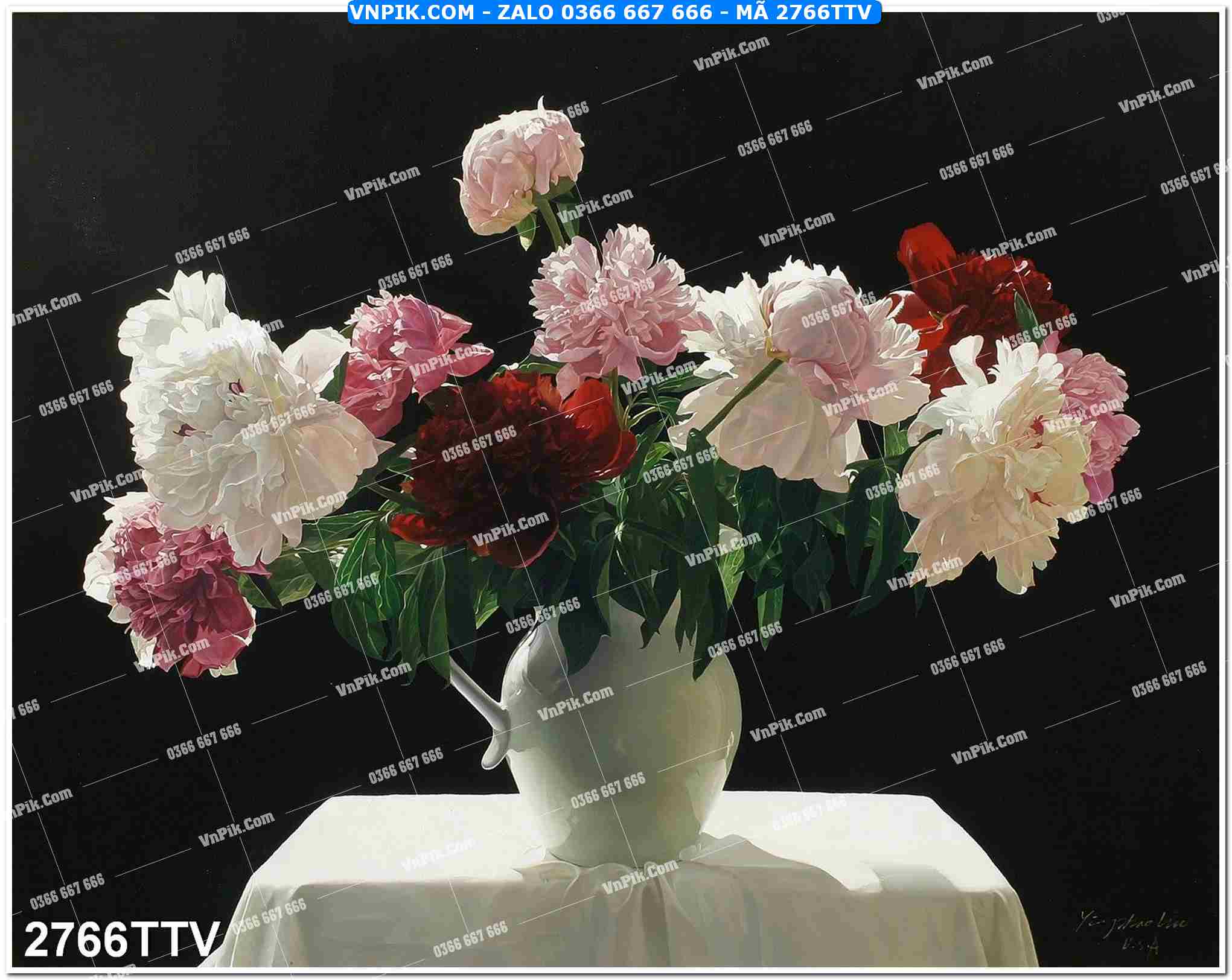 Tranh sơn dầu tĩnh vật hoa quả mã file 2766TTV