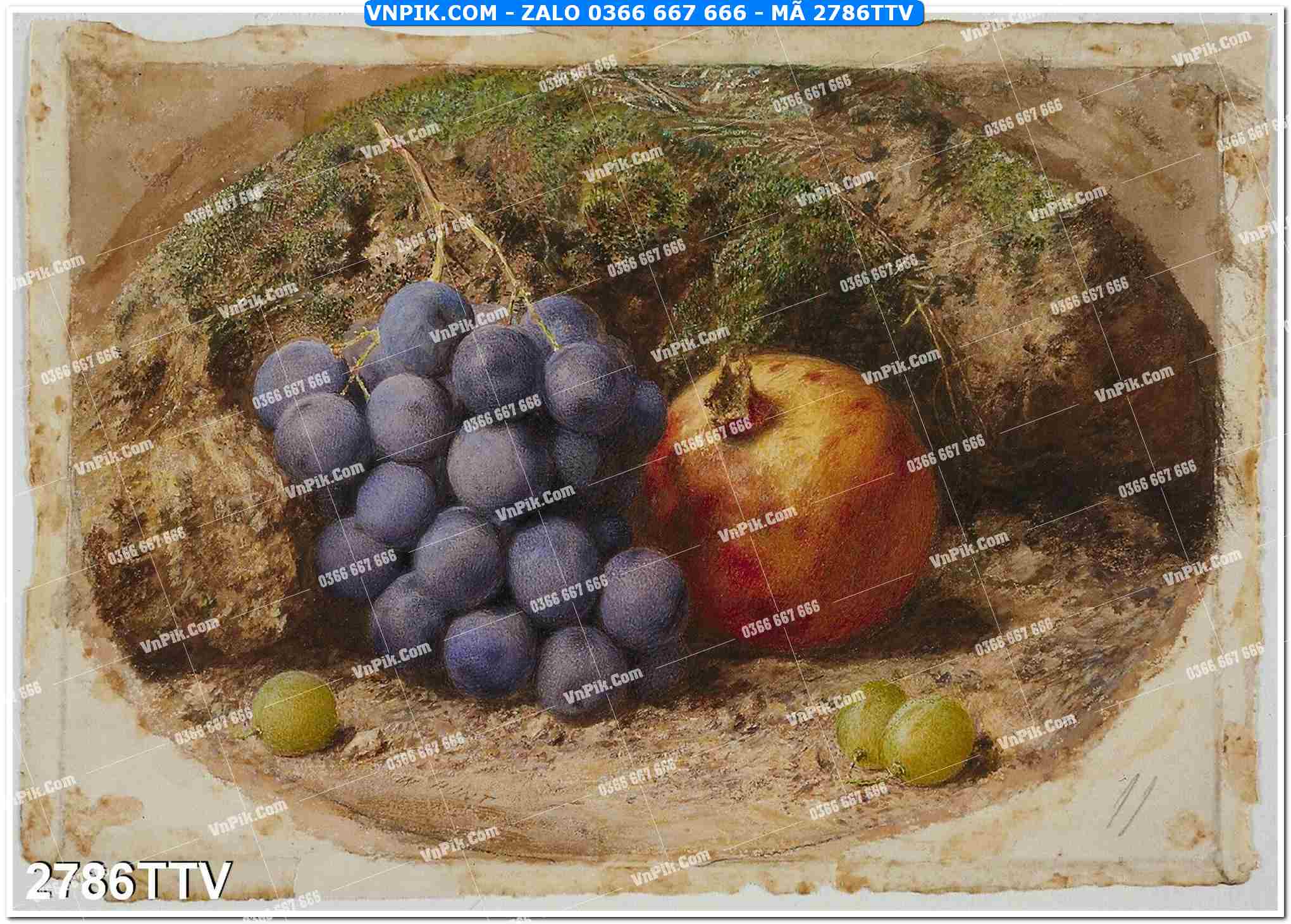Tranh sơn dầu tĩnh vật hoa quả mã file 2786TTV