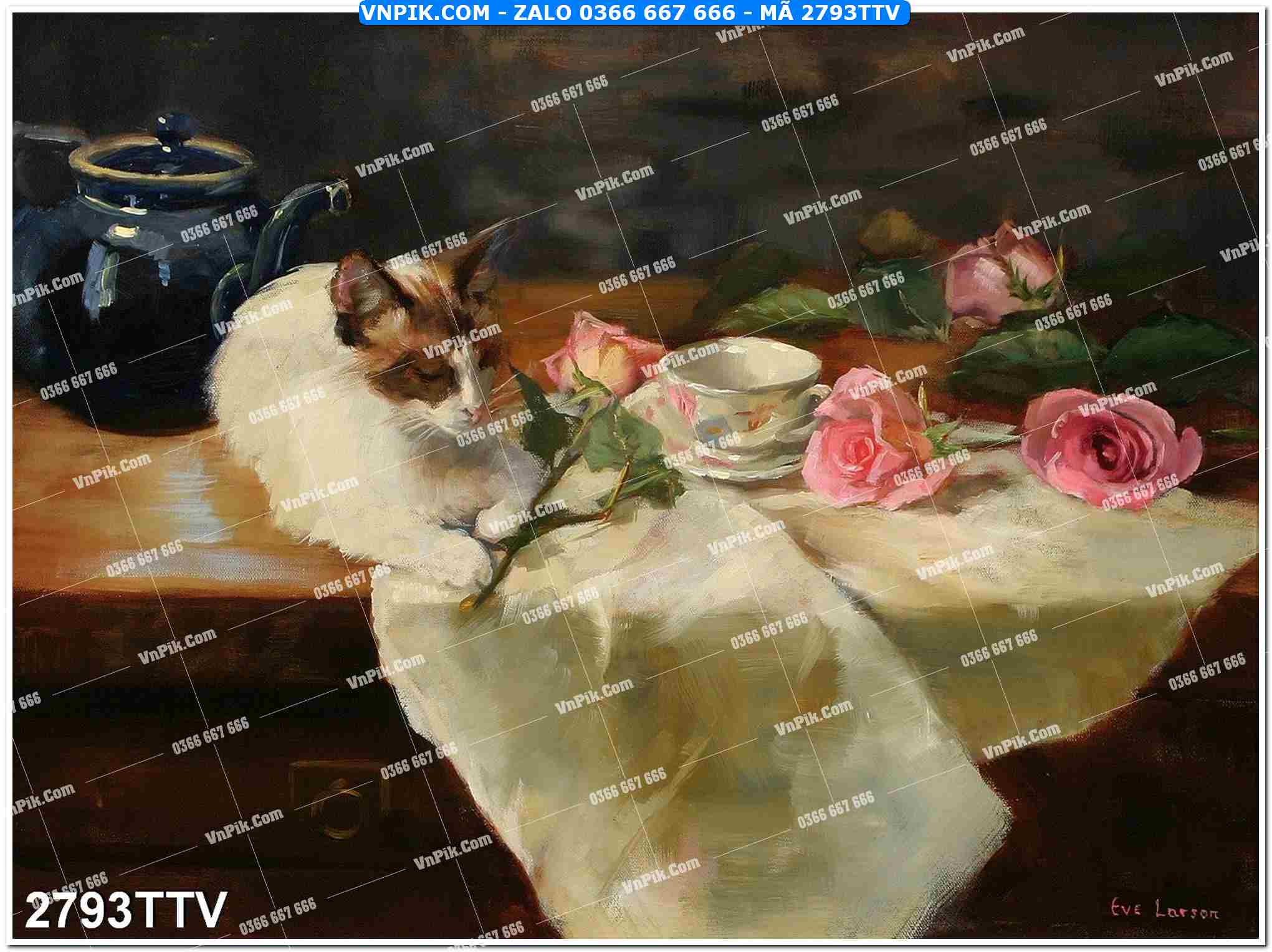 Tranh sơn dầu tĩnh vật hoa quả mã file 2793TTV