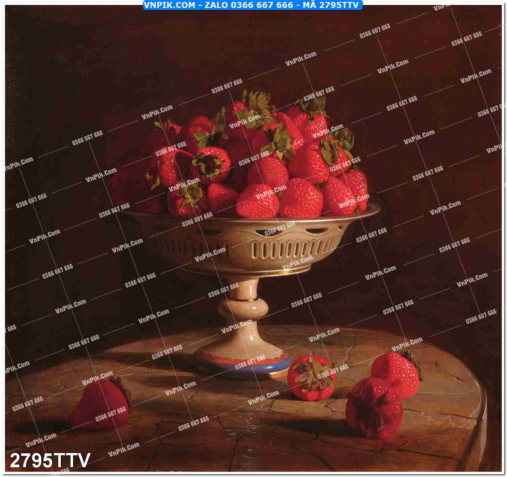 Tranh sơn dầu tĩnh vật hoa quả mã file 2795TTV