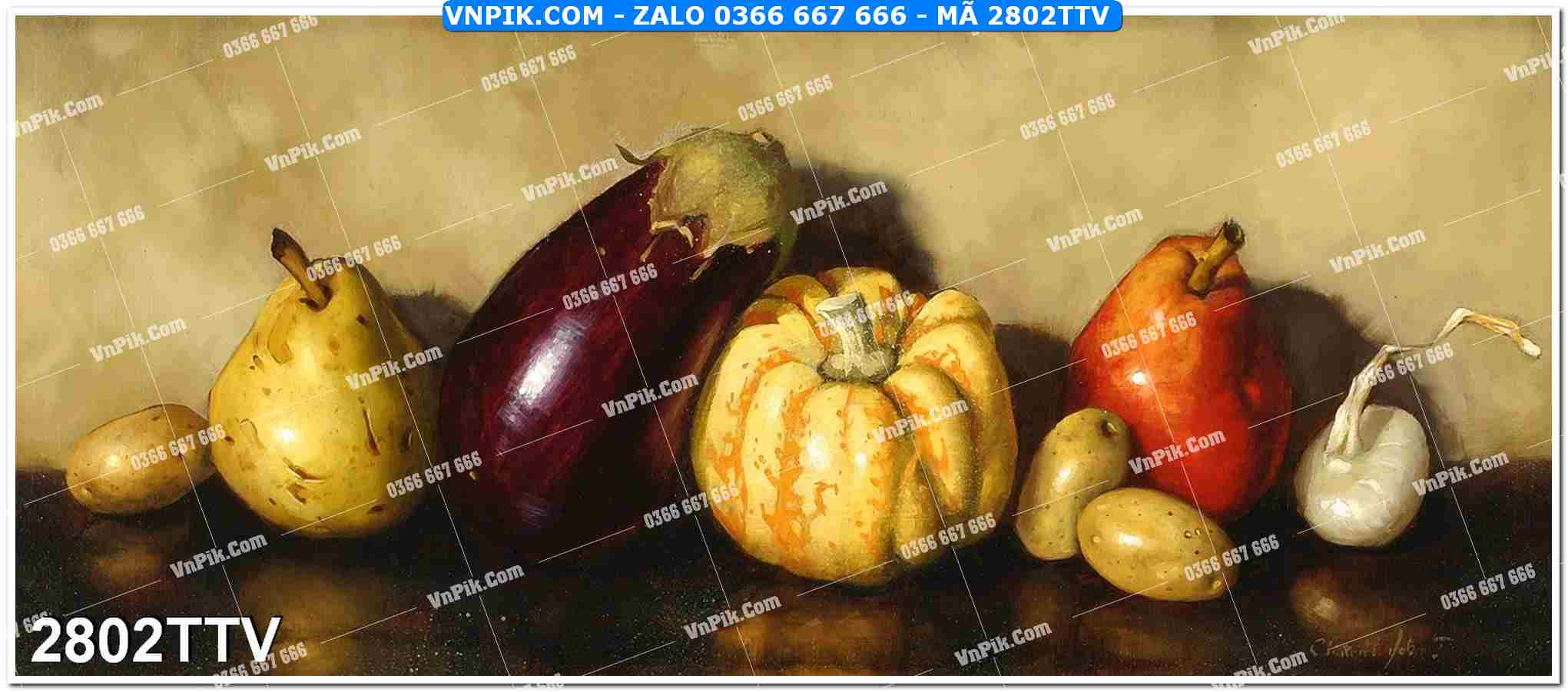 Tranh sơn dầu tĩnh vật hoa quả mã file 2802TTV