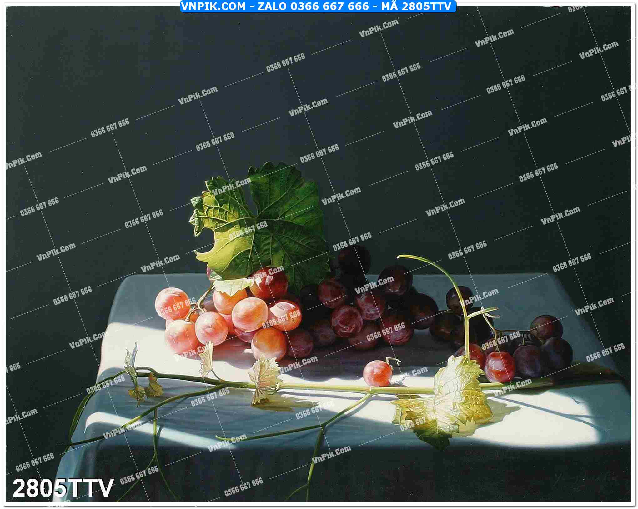 Tranh sơn dầu tĩnh vật hoa quả mã file 2805TTV
