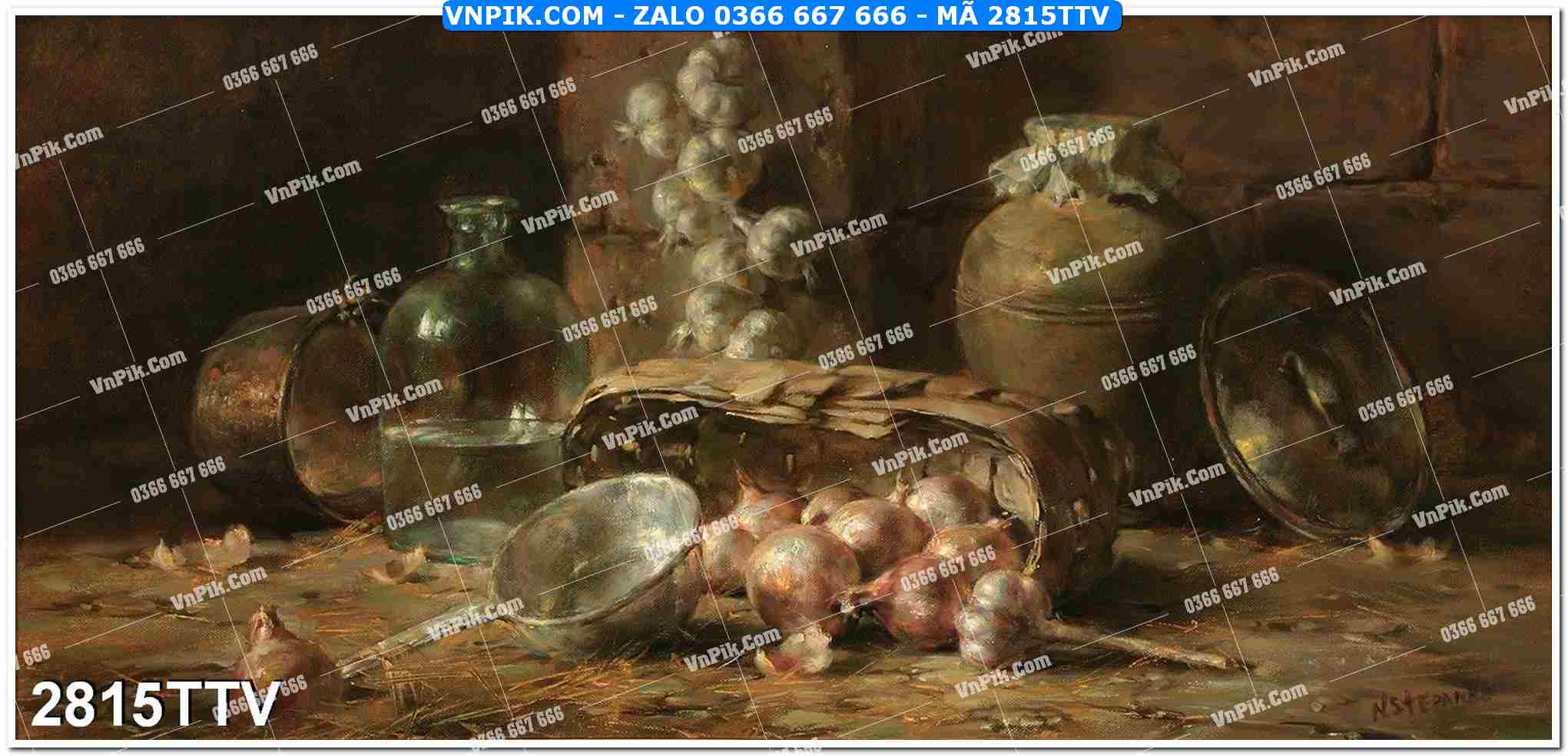 Tranh sơn dầu tĩnh vật hoa quả mã file 2815TTV