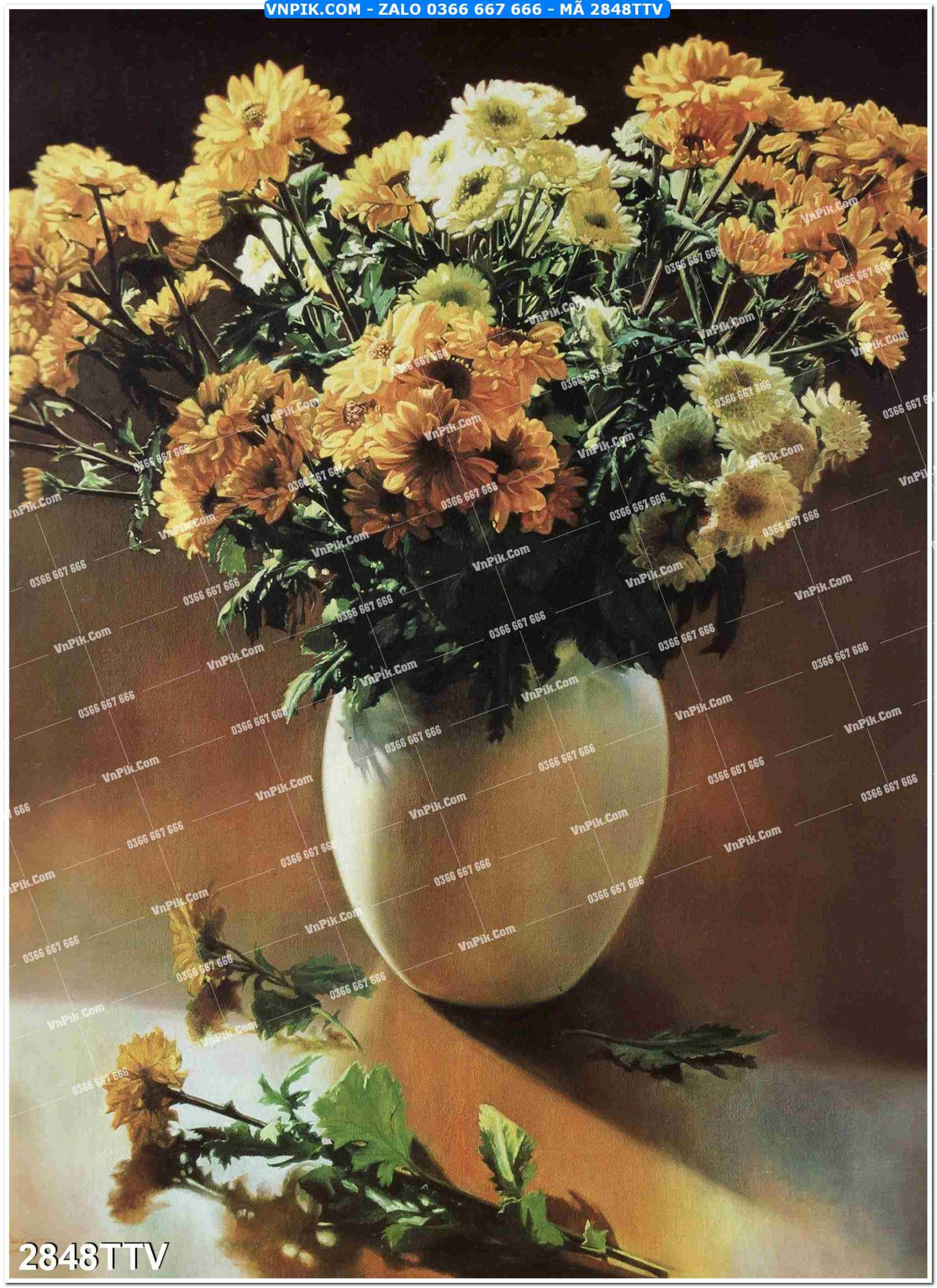 Tranh sơn dầu tĩnh vật hoa quả mã file 2848TTV