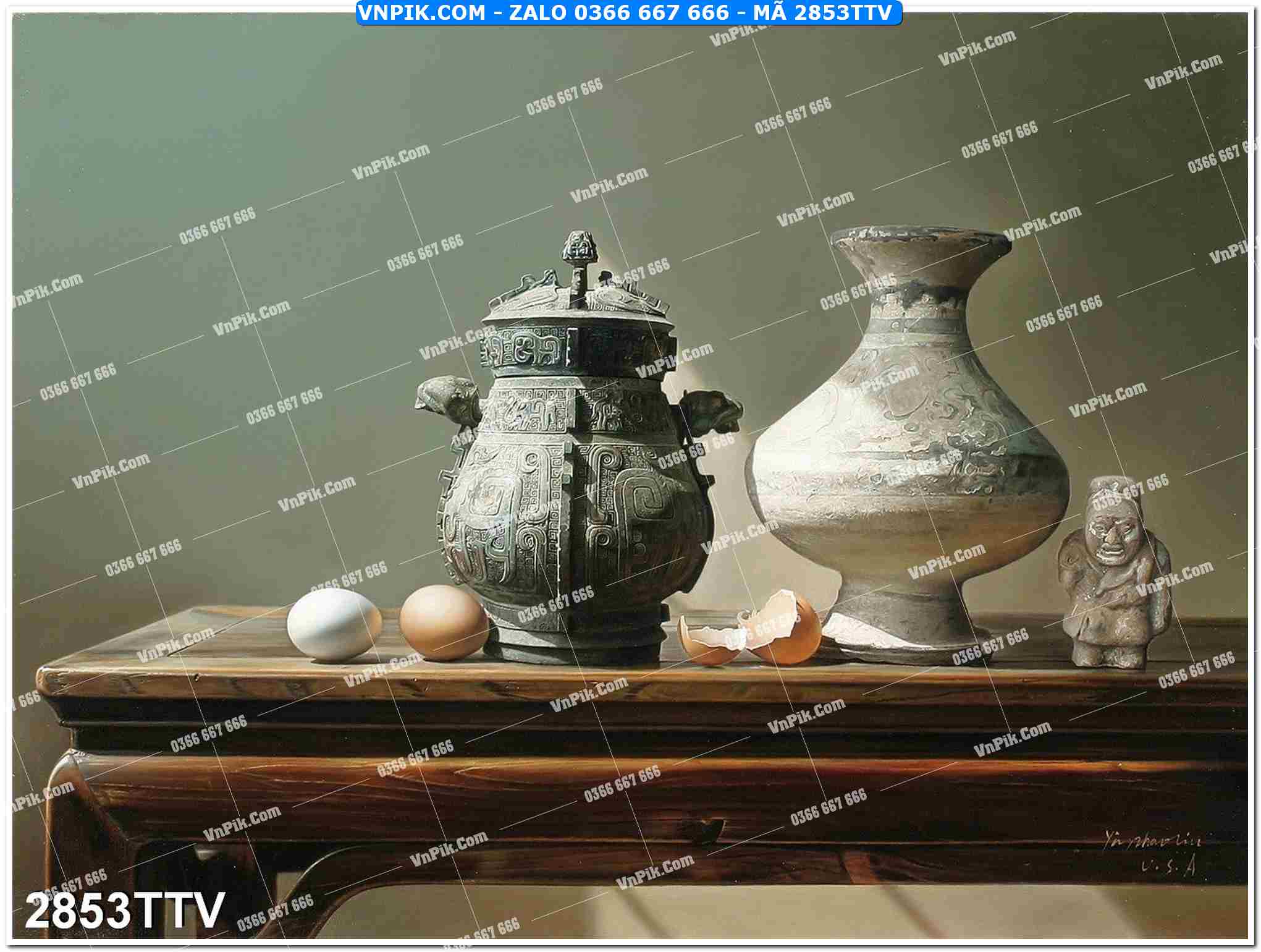 Tranh sơn dầu tĩnh vật hoa quả mã file 2853TTV