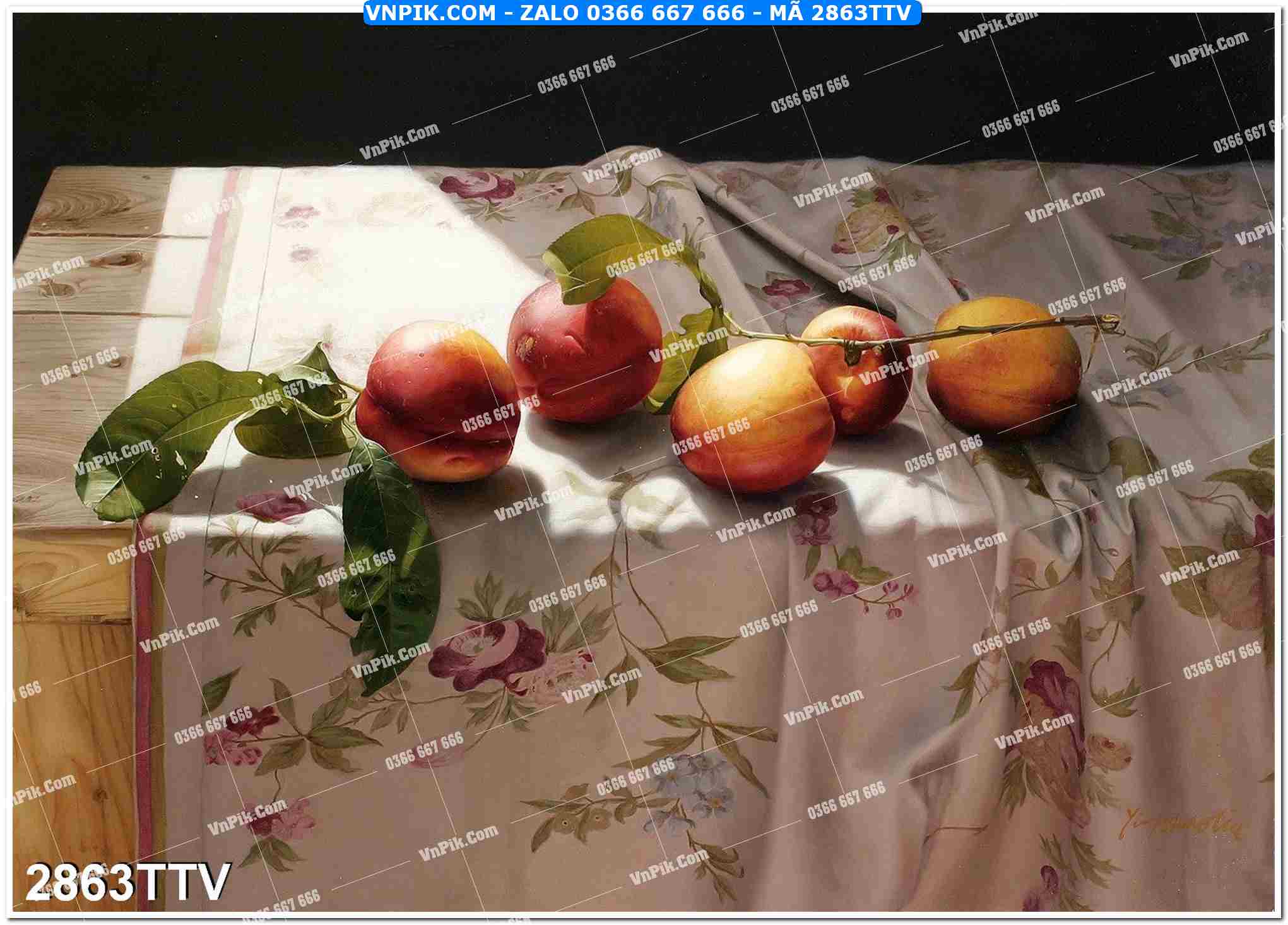 Tranh sơn dầu tĩnh vật hoa quả mã file 2863TTV
