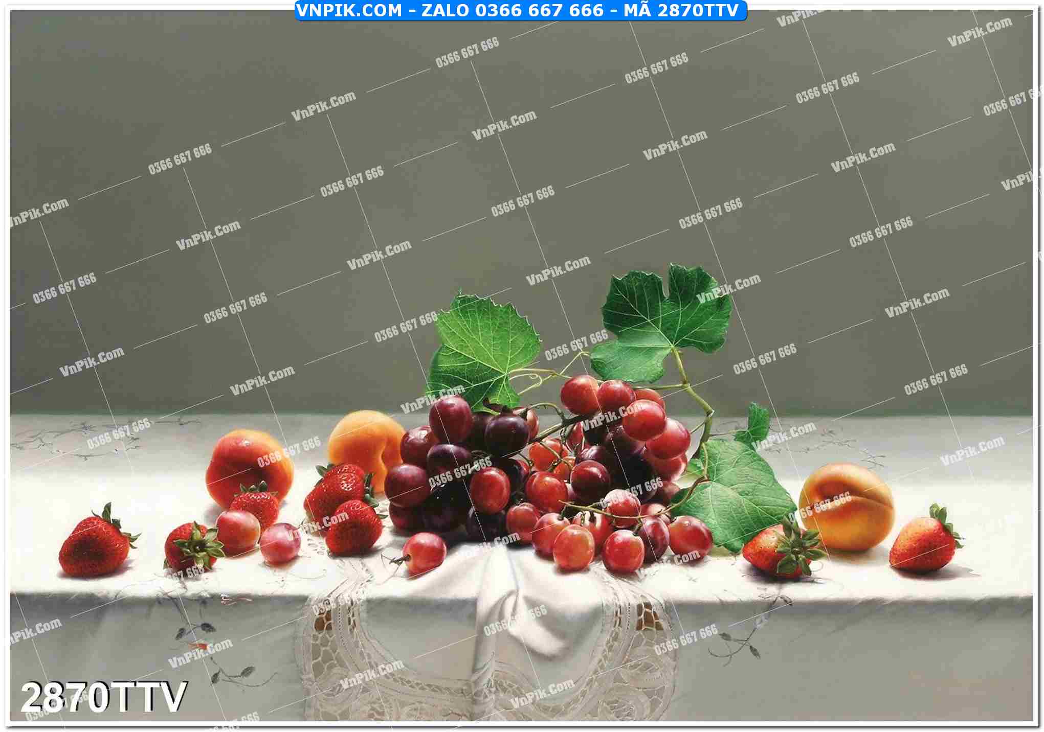 Tranh sơn dầu tĩnh vật hoa quả mã file 2870TTV