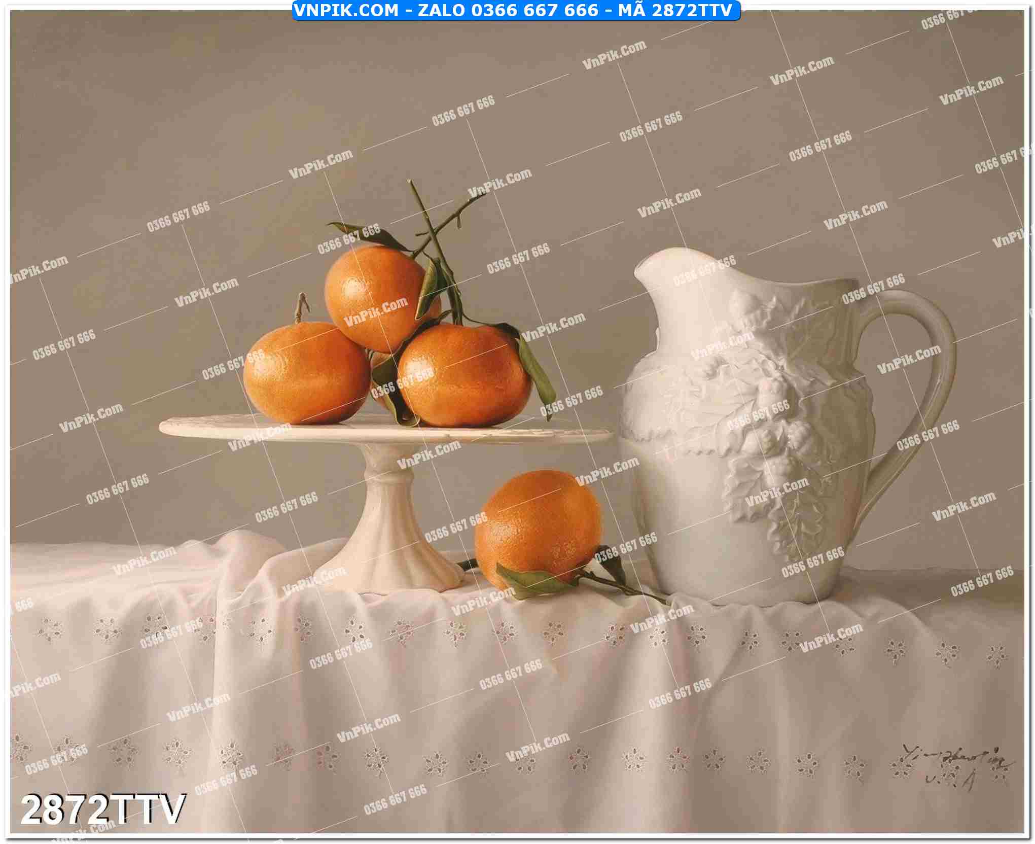 Tranh sơn dầu tĩnh vật hoa quả mã file 2872TTV