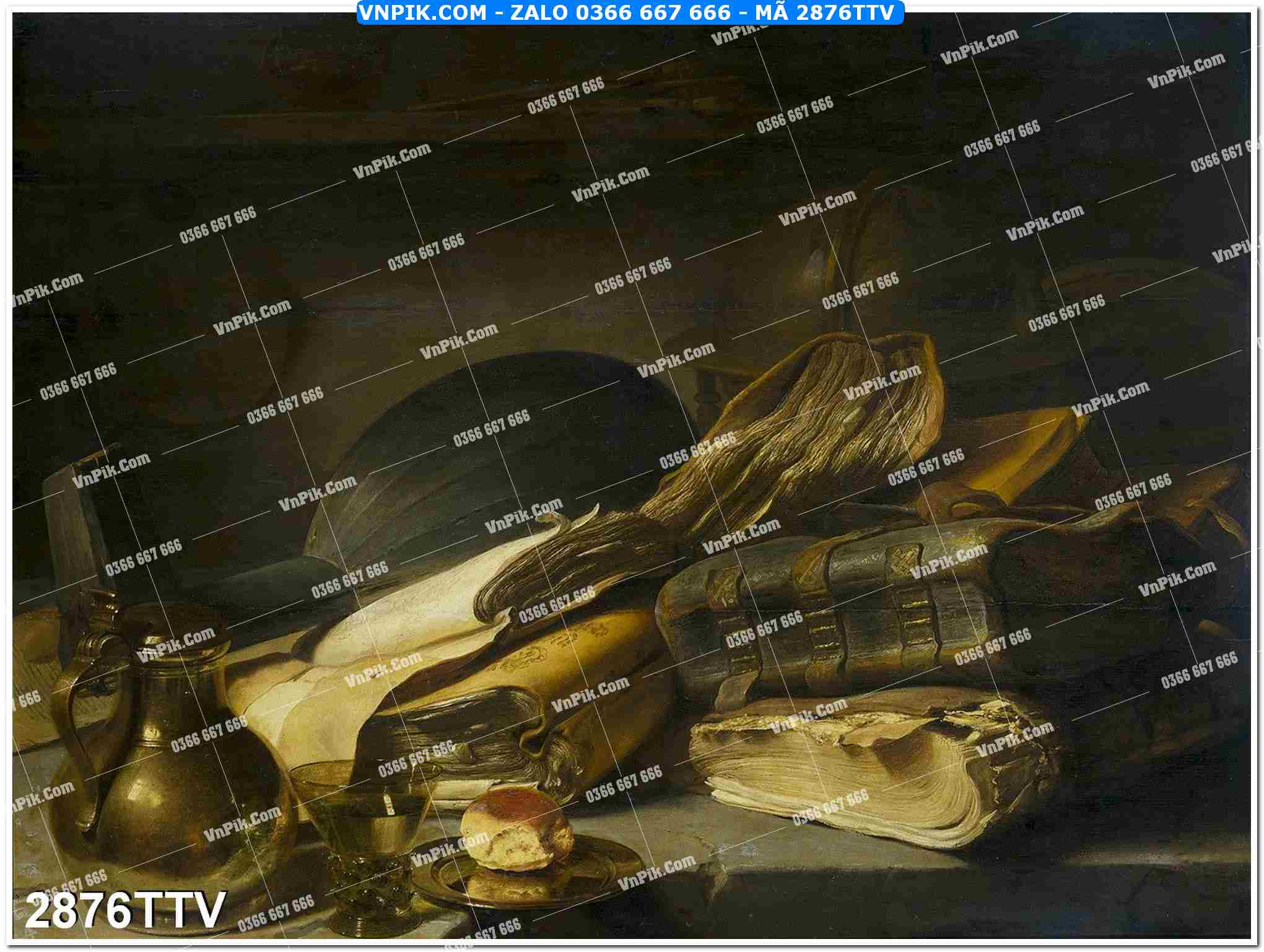 Tranh sơn dầu tĩnh vật hoa quả mã file 2876TTV