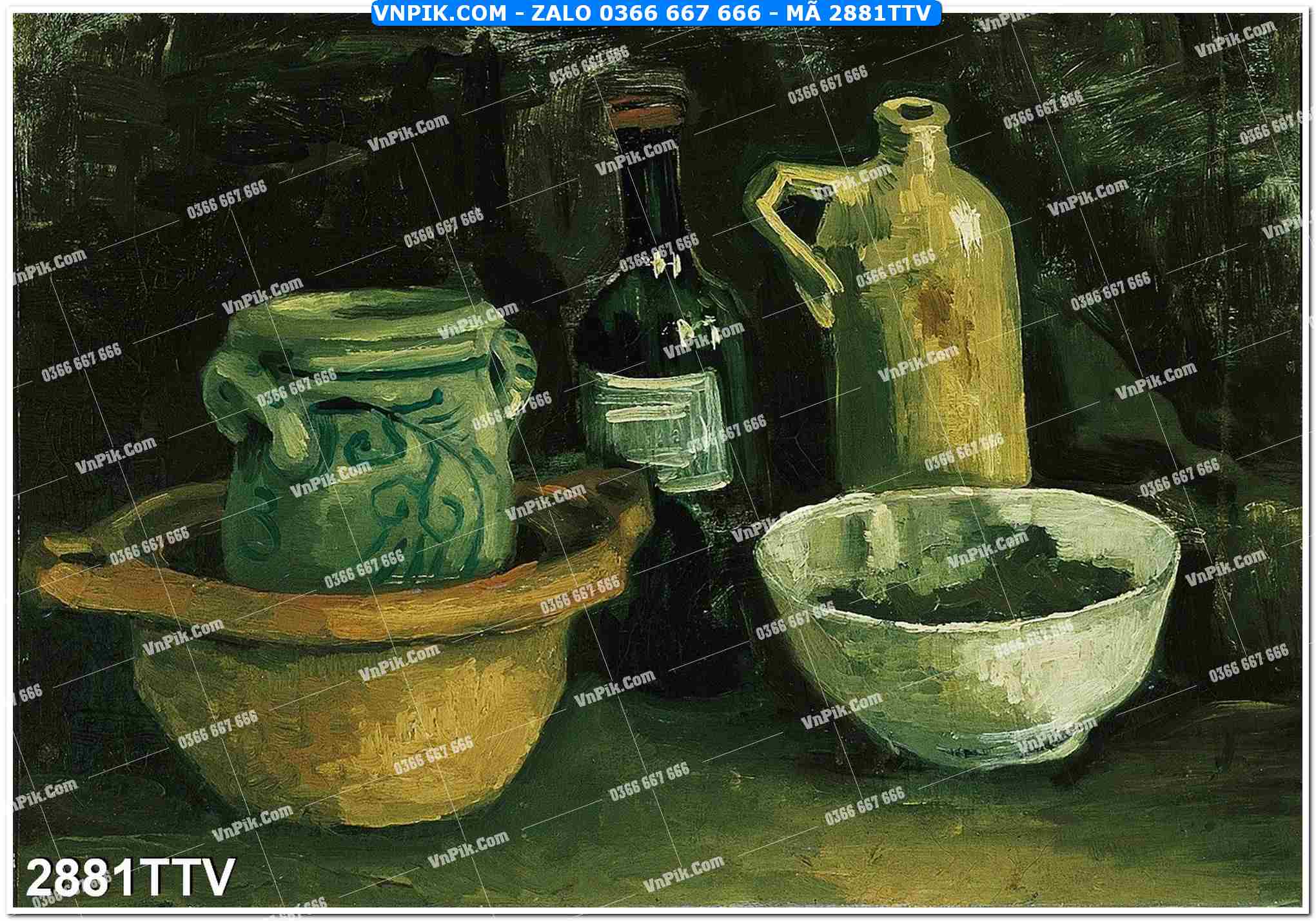 Tranh sơn dầu tĩnh vật hoa quả mã file 2881TTV
