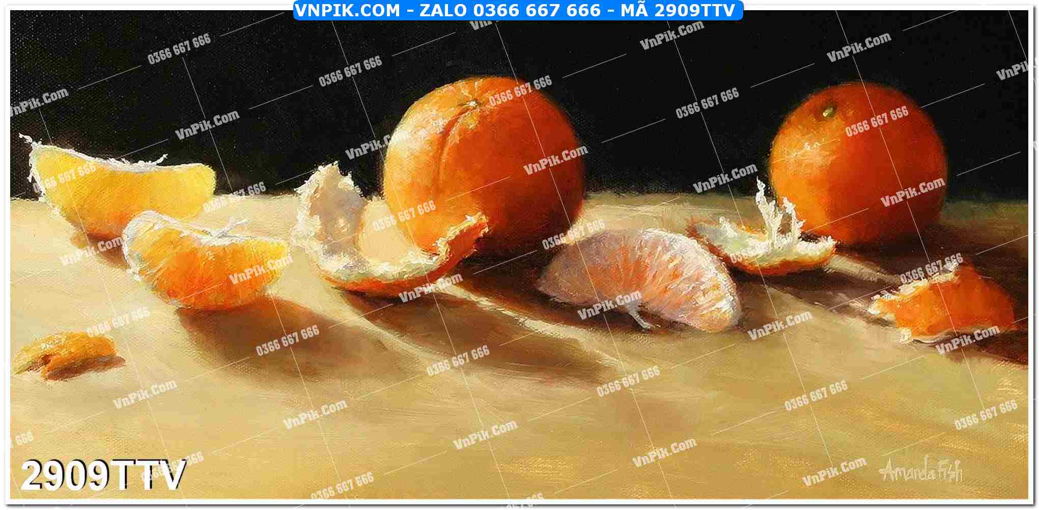 Tranh sơn dầu tĩnh vật hoa quả mã file 2909TTV