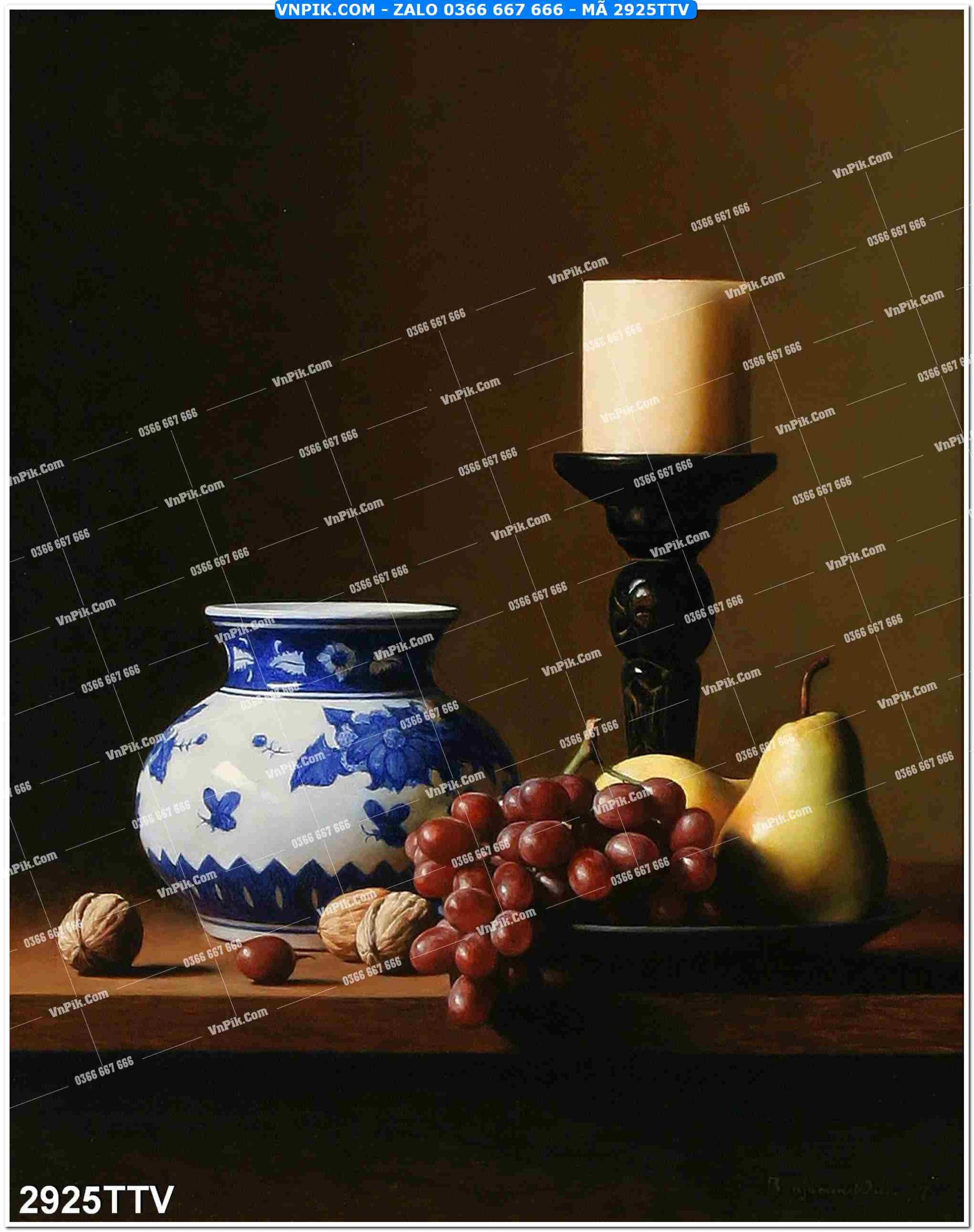 Tranh sơn dầu tĩnh vật hoa quả mã file 2925TTV