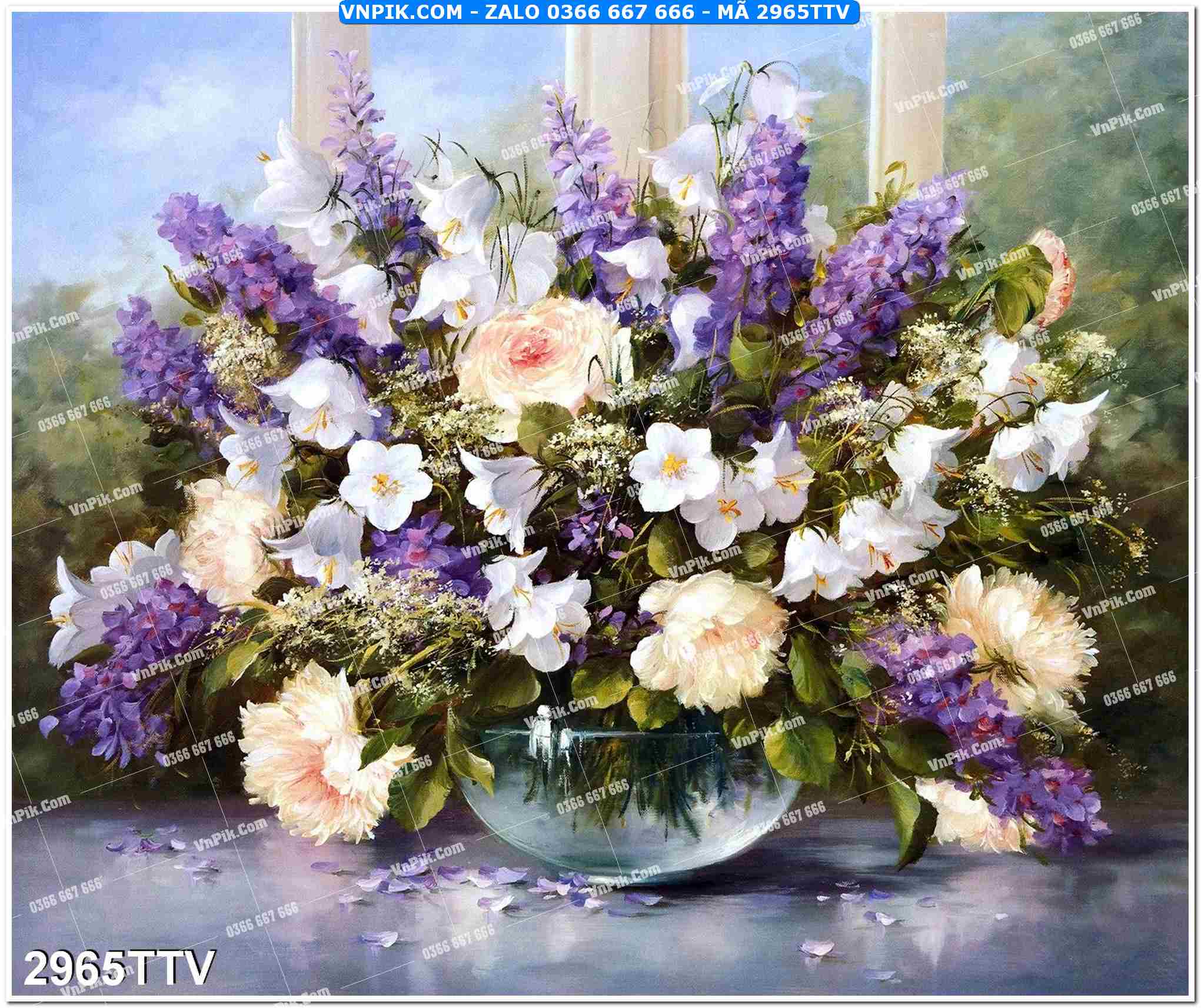 Tranh sơn dầu tĩnh vật hoa quả mã file 2965TTV
