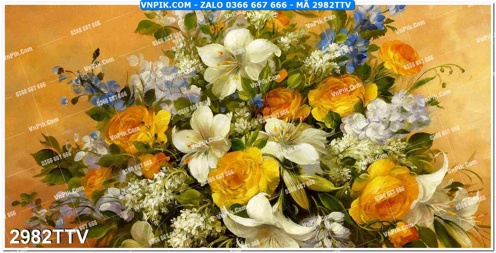 Tranh sơn dầu tĩnh vật hoa quả mã file 2982TTV