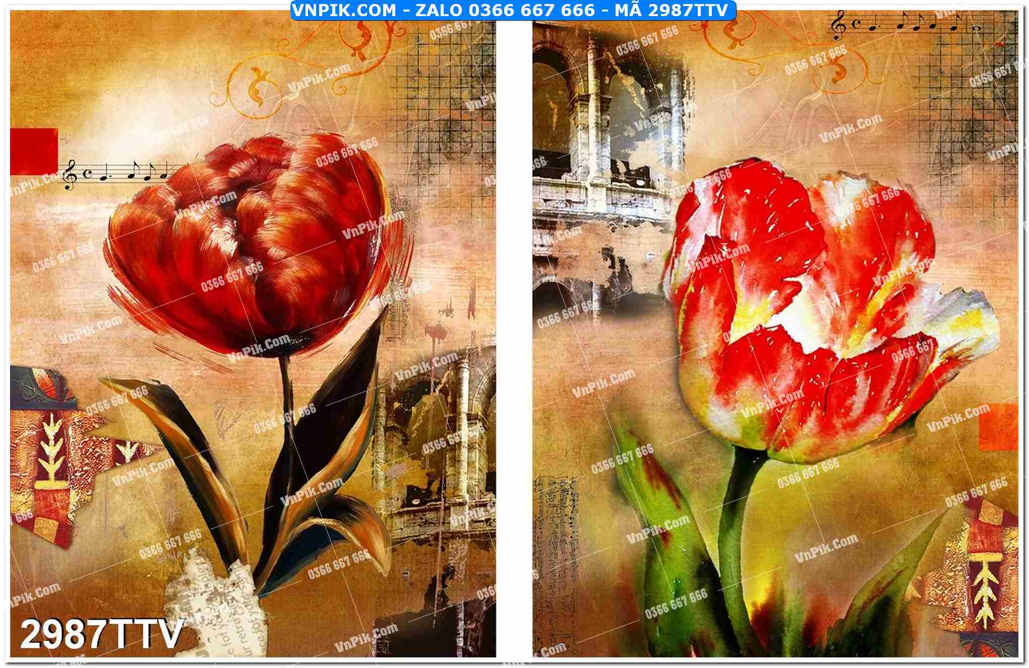 Tranh sơn dầu tĩnh vật hoa quả mã file 2987TTV