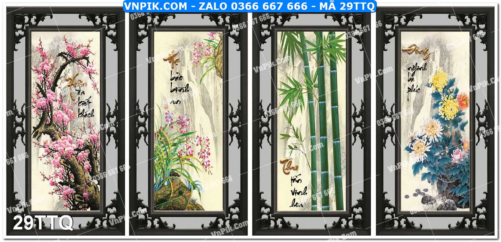 Tranh treo tường – tranh tứ quý file psd mã 29TTQ
