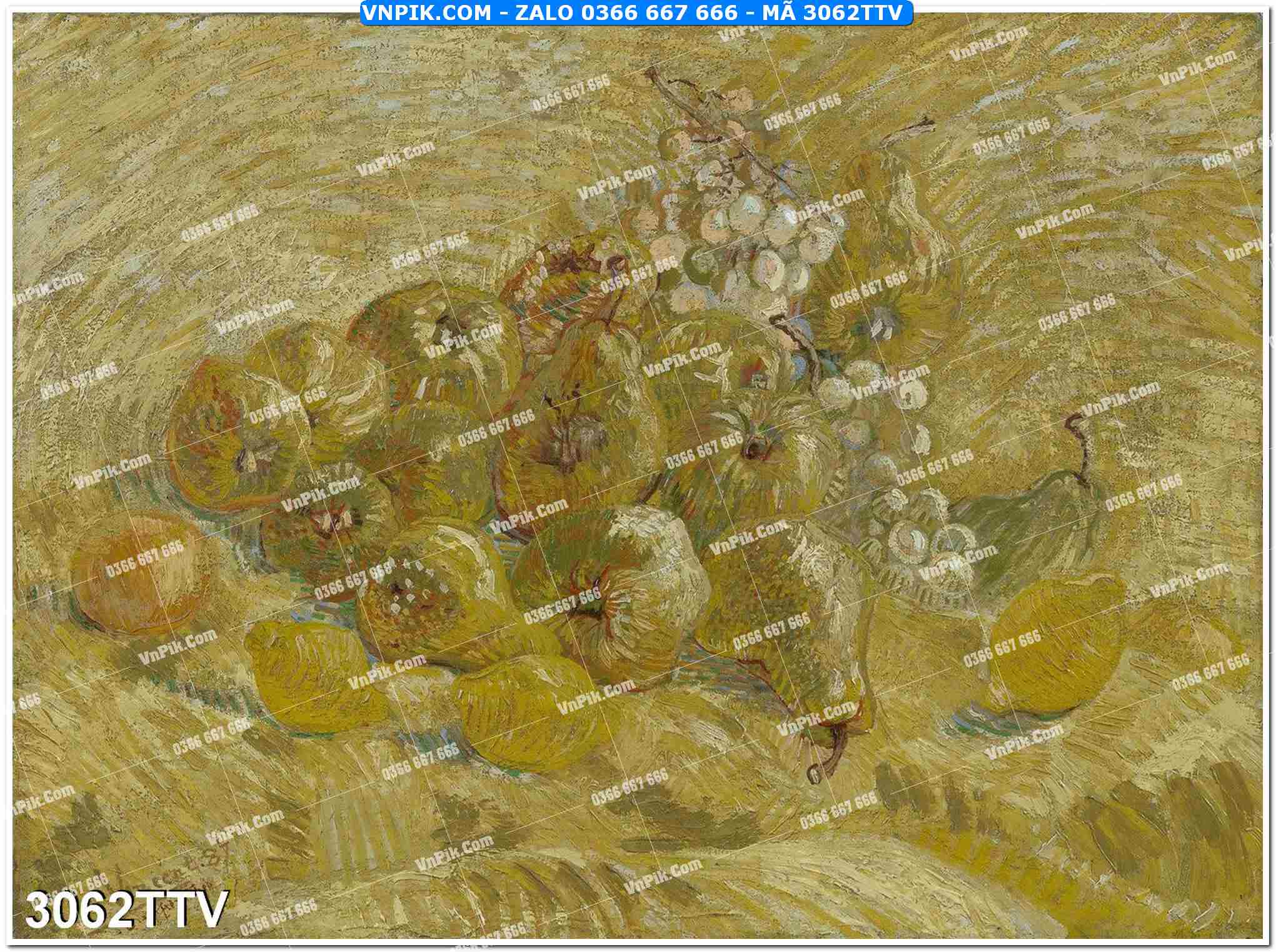 Tranh sơn dầu tĩnh vật hoa quả mã file 3062TTV