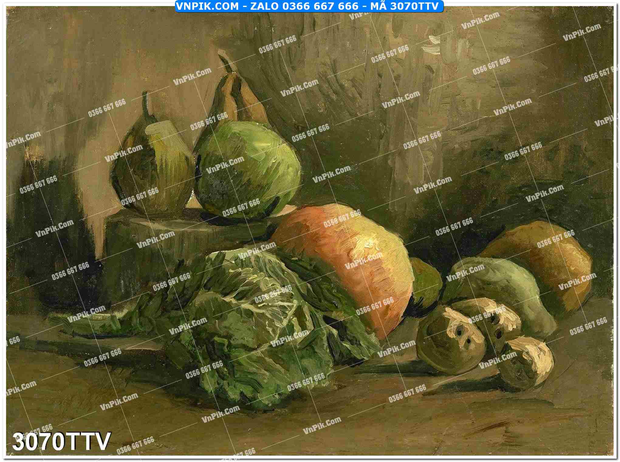 Tranh sơn dầu tĩnh vật hoa quả mã file 3070TTV