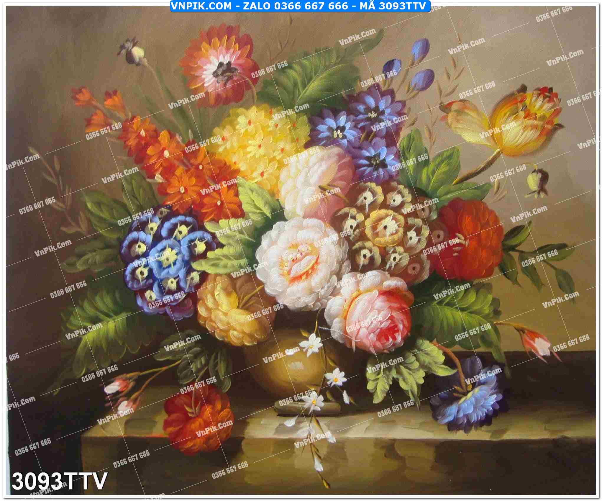 Tranh sơn dầu tĩnh vật hoa quả mã file 3093TTV